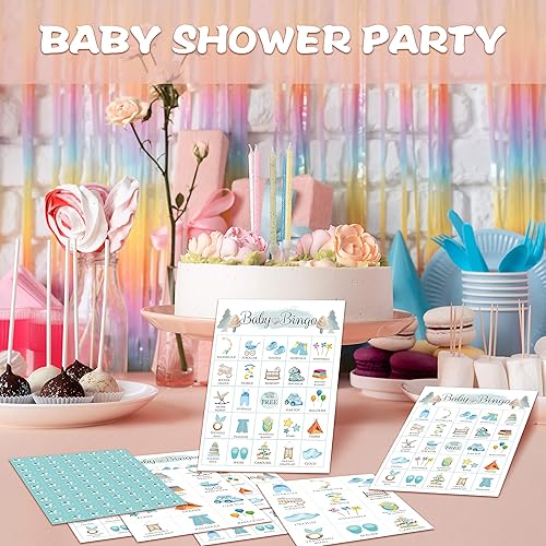 Miniatura 4 de Tarjetas de bingo para bebé, juego azul para baby shower para 24 jugadores, juegos de fiesta de revelación de género para actividades familiares y
