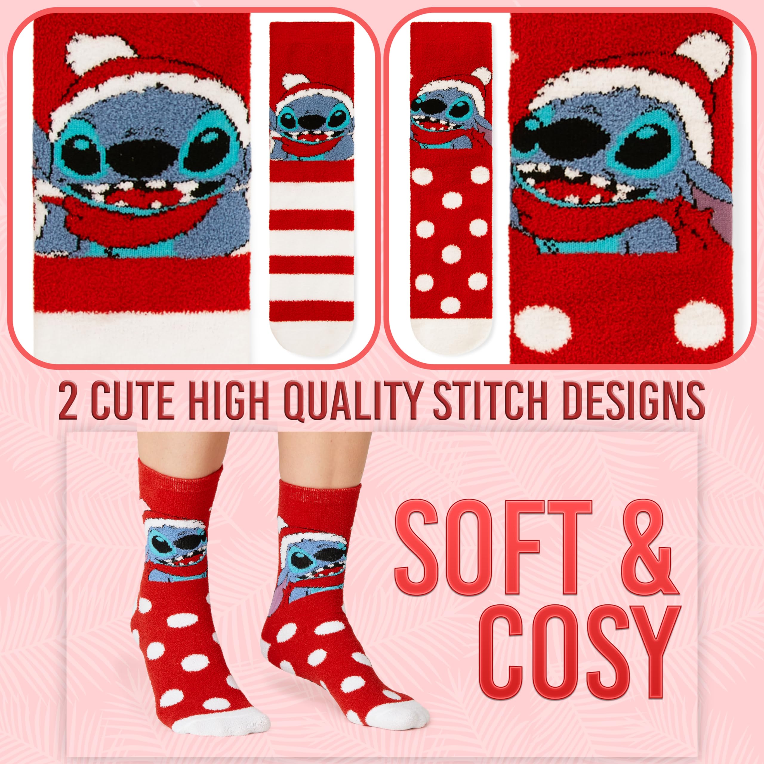 Disney Calze Donna a Pantofola - Set 2 Paia Calzini Antiscivolo Invernali Stitch Topolino Minnie Baby Yoda