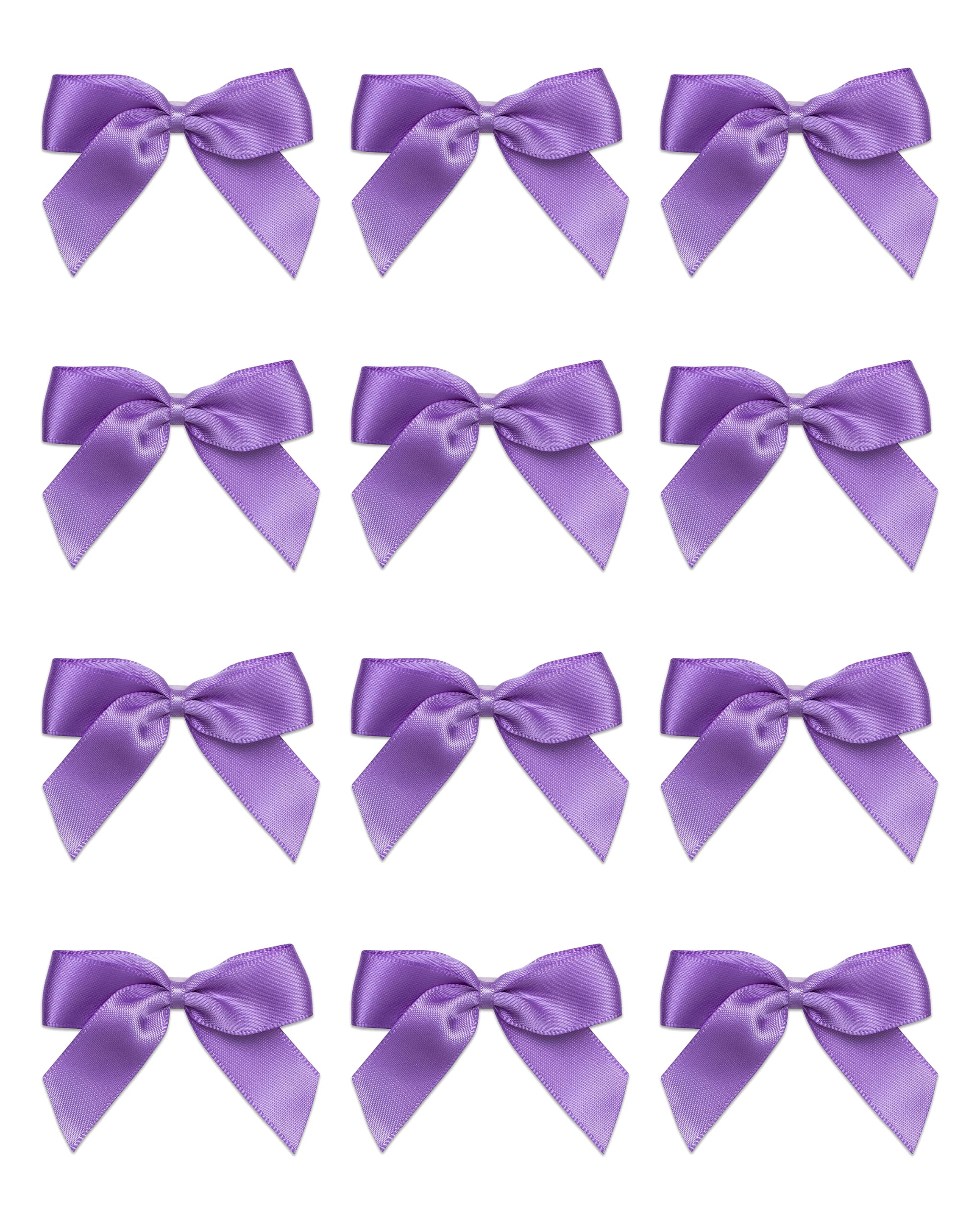 Italian Options Small Satin Ribbon Bows, Self Adhesive Bow Decorations for Crafts, Gift Wrap, Hampers, Hair Bows, Wedding Stationery, Floristry, Christmas, Cakes, Crafting, Lilac, 24 Pack, 5 cm — image 1