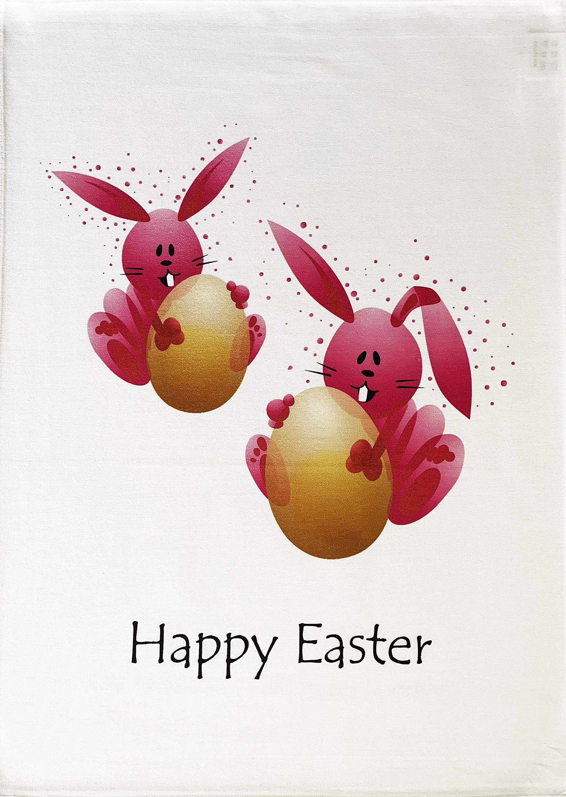 Half A Donkey White Happy Easter Bunnies Large Cotton Tea Towel