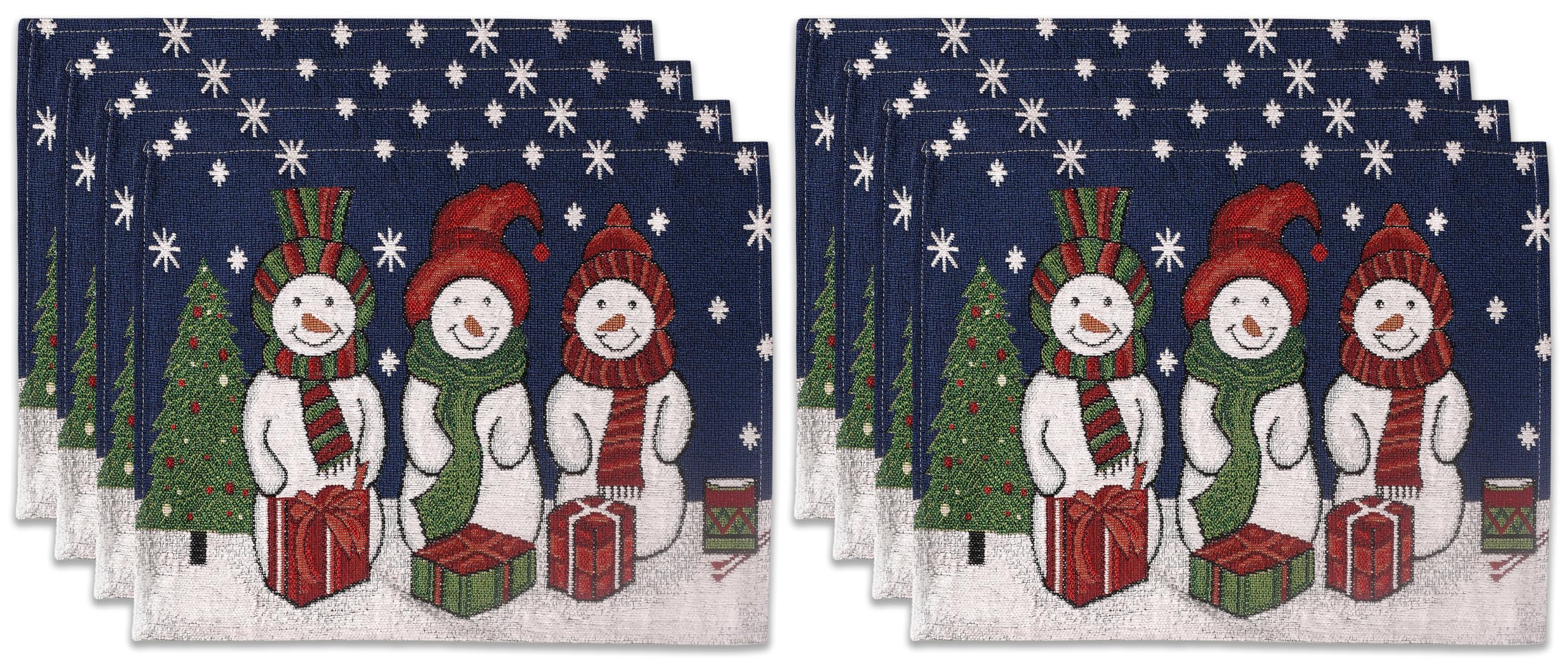 La Maison Christmas Placemats Winter Holiday Table Mat Set Xmas Decoration Washable Heat Proof Placemats Nordic, Snowman, Reindeers, Santa Festive Dining Decor (Snowman Gifts, 8)