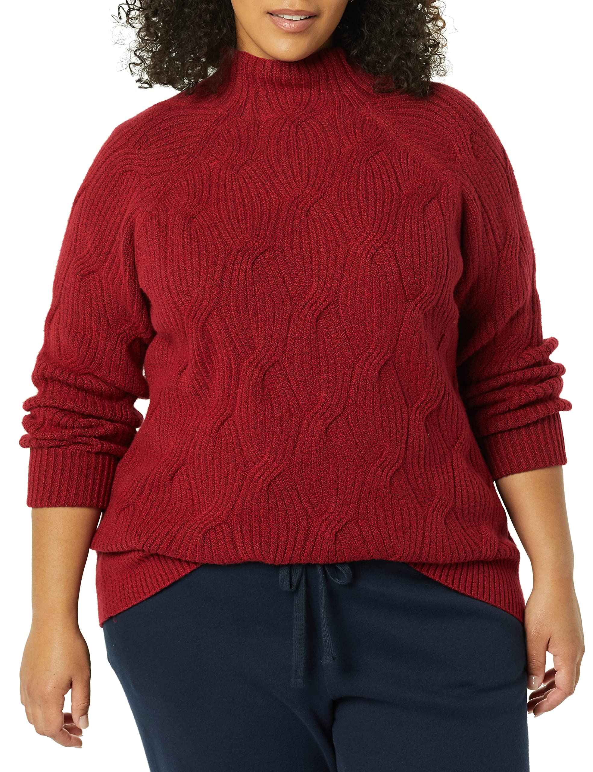 Amazon Essentials Maglione Invernale a Maniche Lunghe, Morbido al Tatto con Collo a Imbuto, Lavorato A Trecce Donna