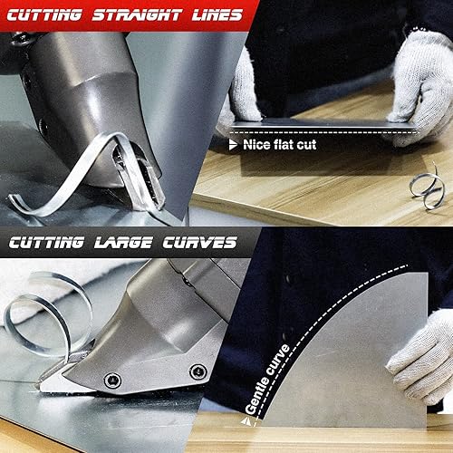 Miniatura 4 de SHALL Cizalla eléctrica de corte de metal, cortador de chapa metálica con cable de 4.0 amperios, velocidad variable con cabezal giratorio de 360