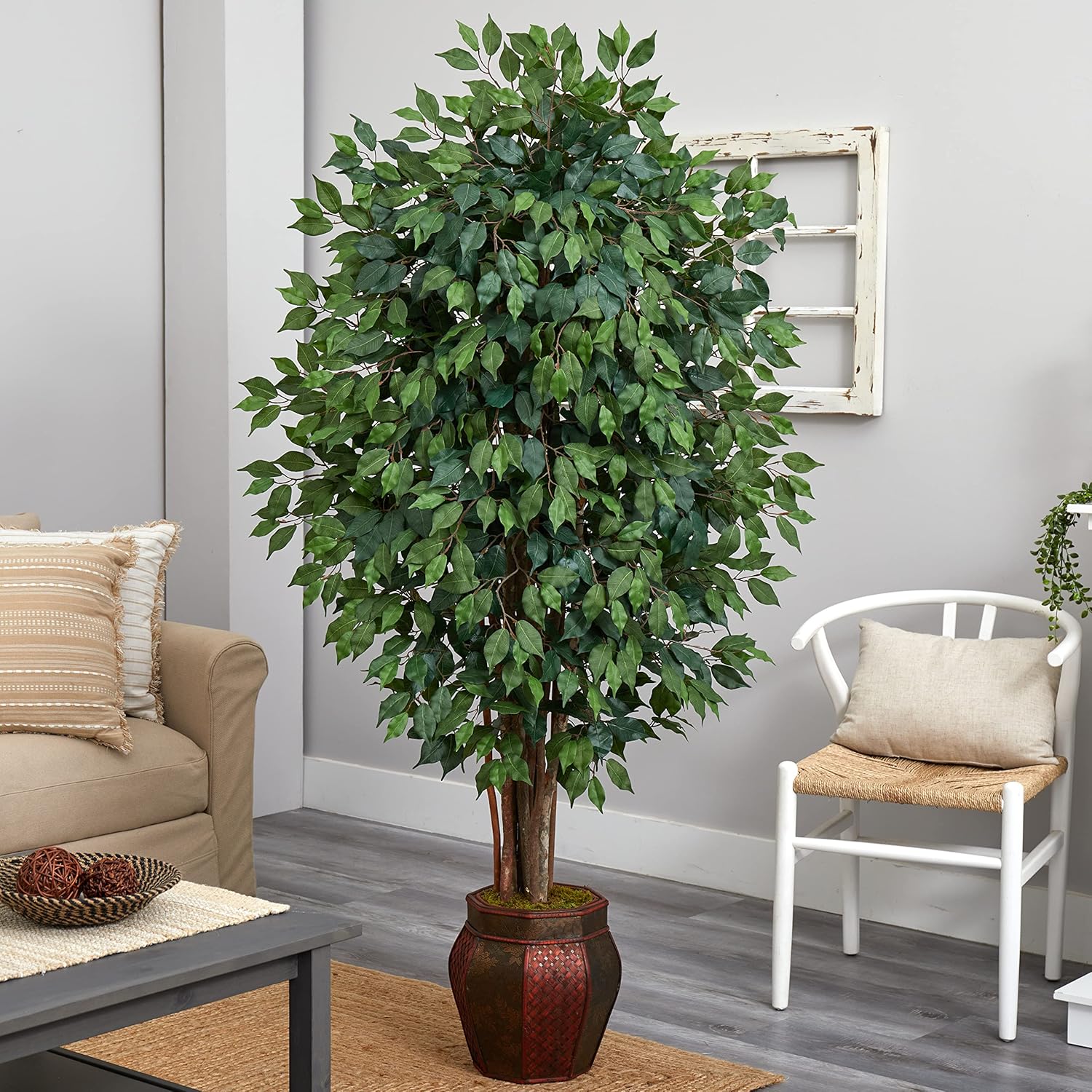 Nearly Natural 6ft. Ficus Artificial Tree in Decorative Planter