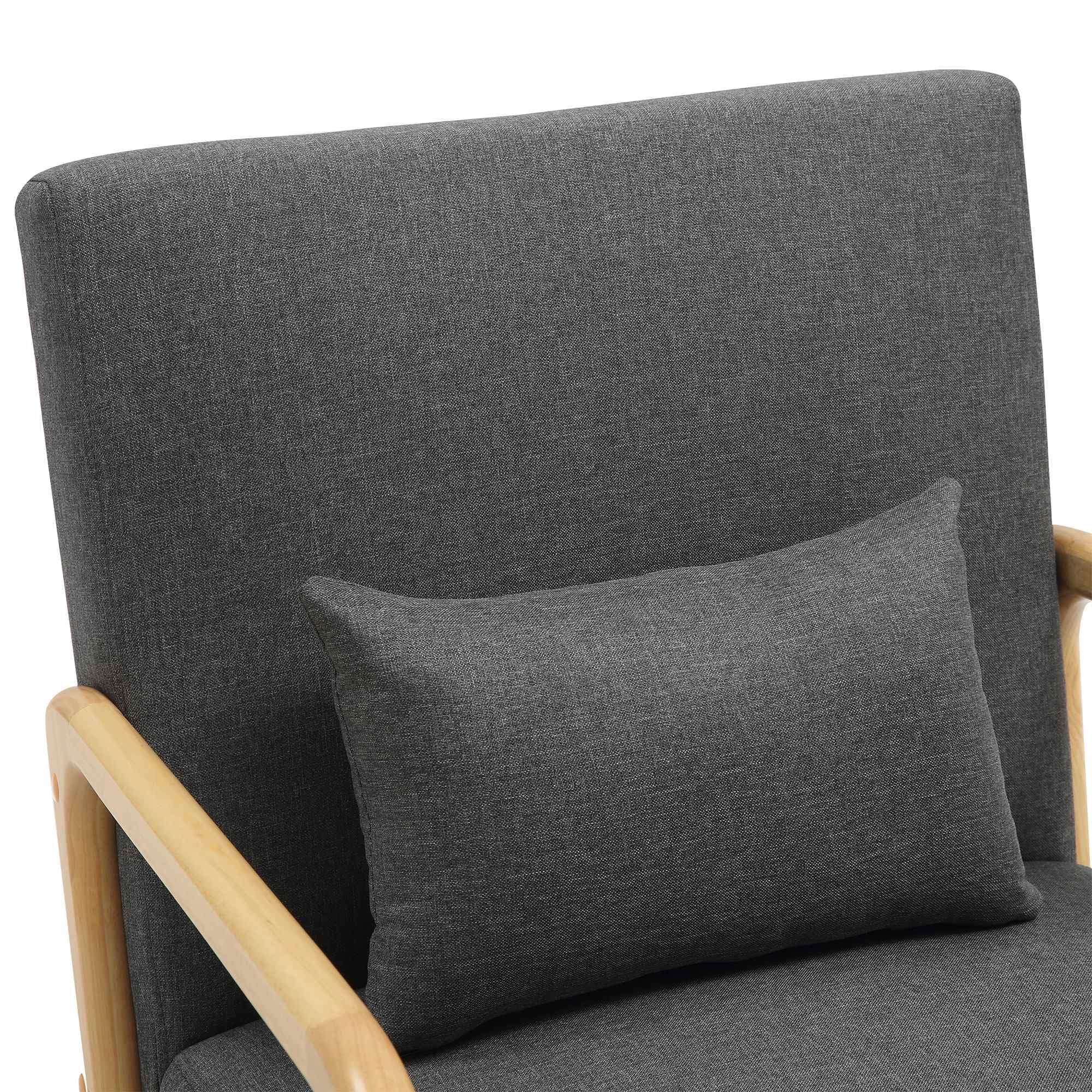 CLP Relaxsessel Hibbing I Komfortabler Polstersessel mit Stoffbezug I Gestell aus Kautschukholz I Sessel für Wohnzimmer und Schlafzimmer, Farbe:dunkelgrau