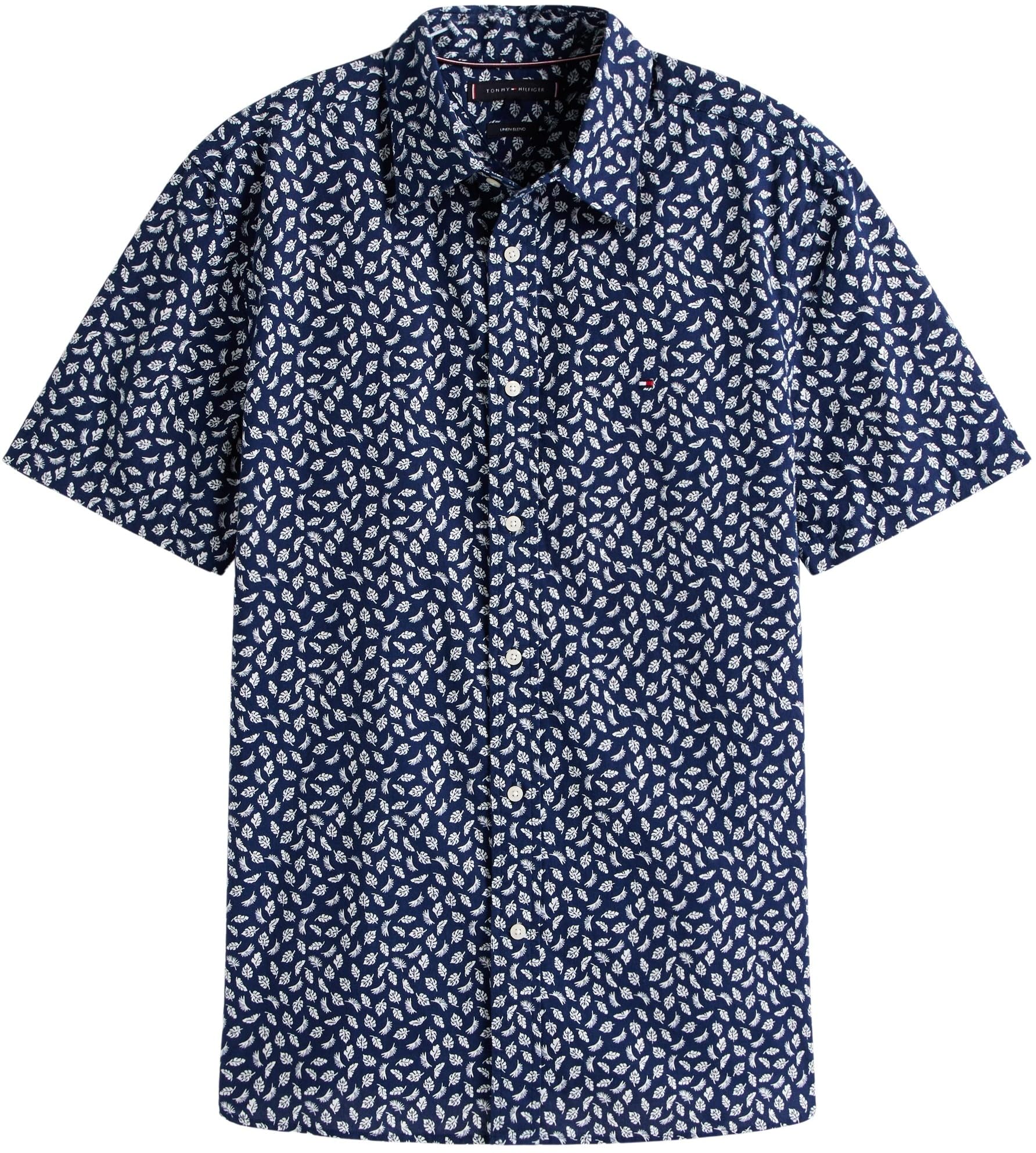Tommy Hilfiger Herren Hemd Linen Blend Kurzarm
