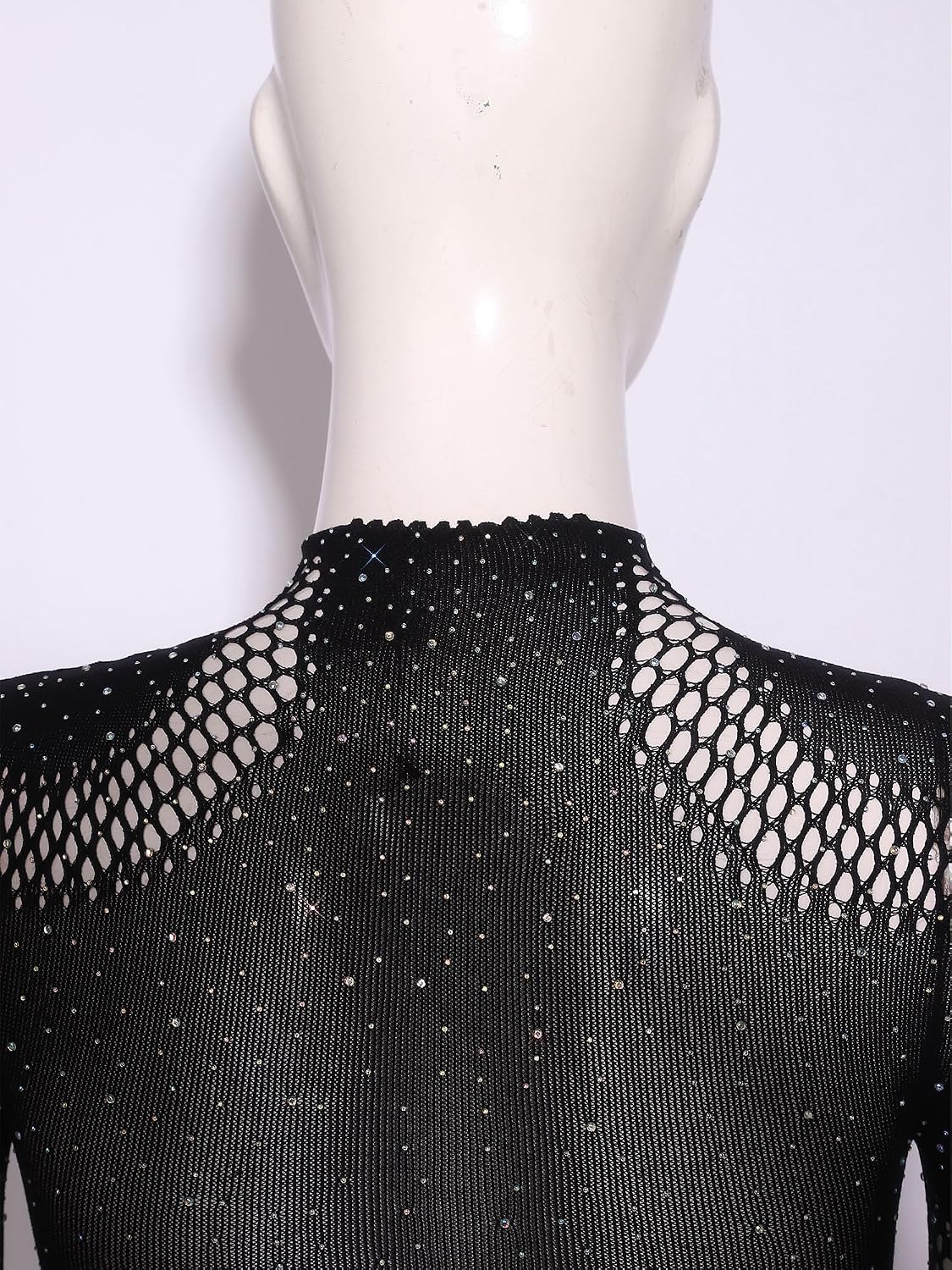 Jhaoyu Adult Bodycon Tees Fishnet Lingerie Crop Top Long Sleeve Hollow Out See Through Shirt Babydoll Chemises