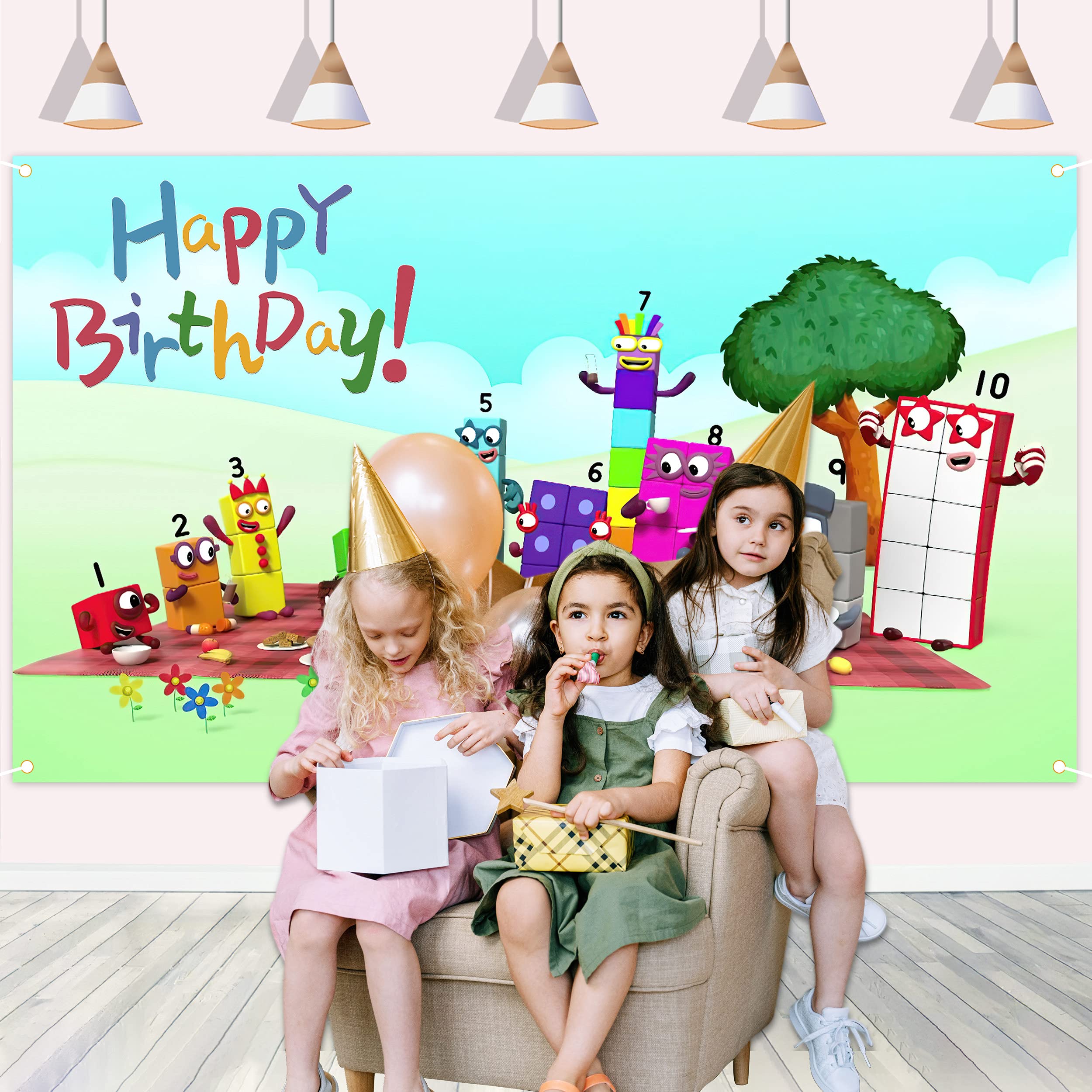 Numberblocks Backdrop Birthday Party Decoration 5x3ft Numberblocks