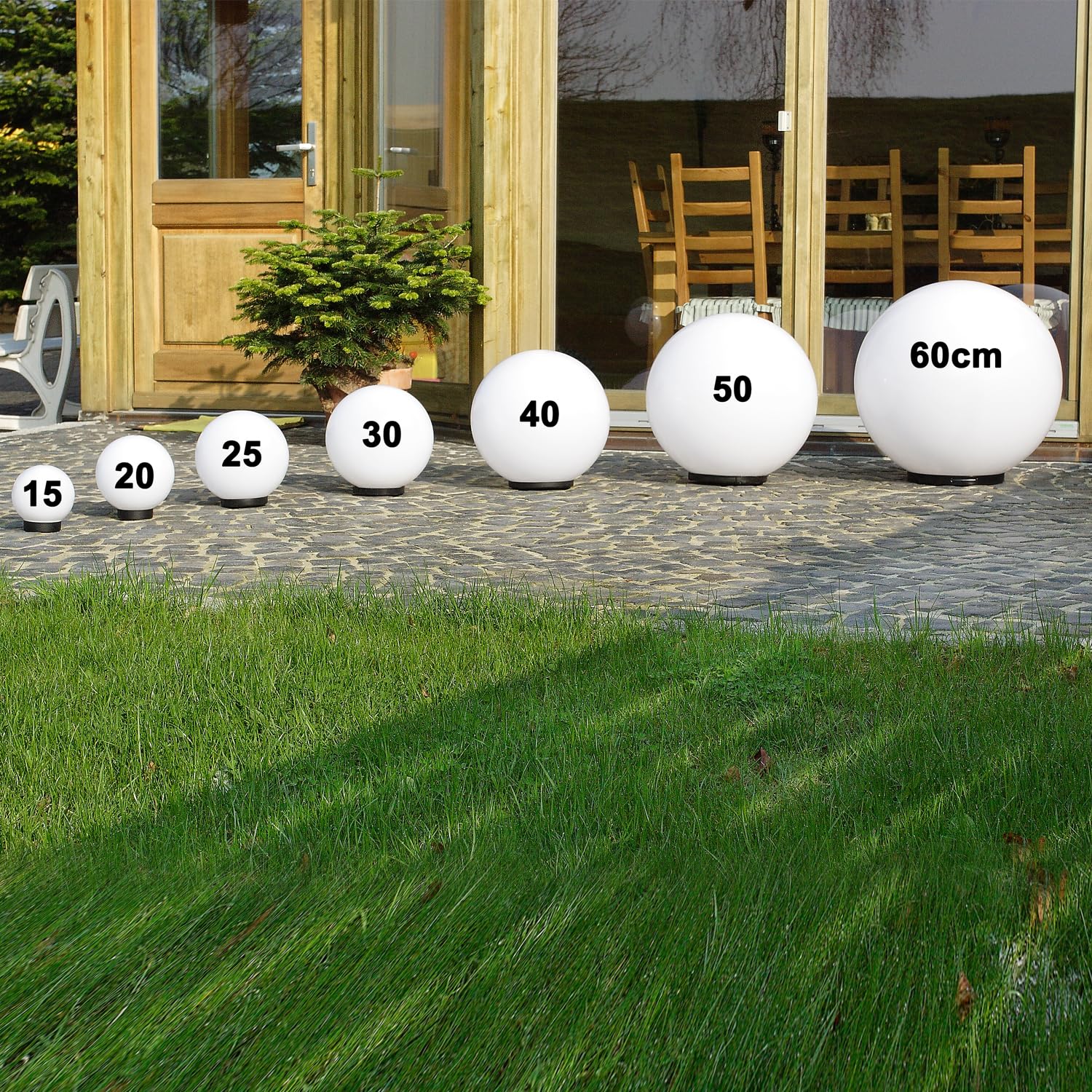 Kugelleuchte inkl. Erdspieß Ø 40cm Kugellampe E27 Außenleuchte Garten Lampe IP44 Deko Leuchtkugel 230V witterungsbeständig