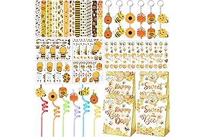 Erweicet Bee Party Favors, 72 Count Bee Slap Bracelets, DIY Stickers, and More!