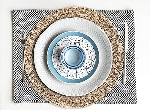 Miniatura 2 de Cork & Leaf Platos redondos decorativos rústicos de hierba marina para cocina, comedor, todas las estaciones, inauguración de la casa, manteles