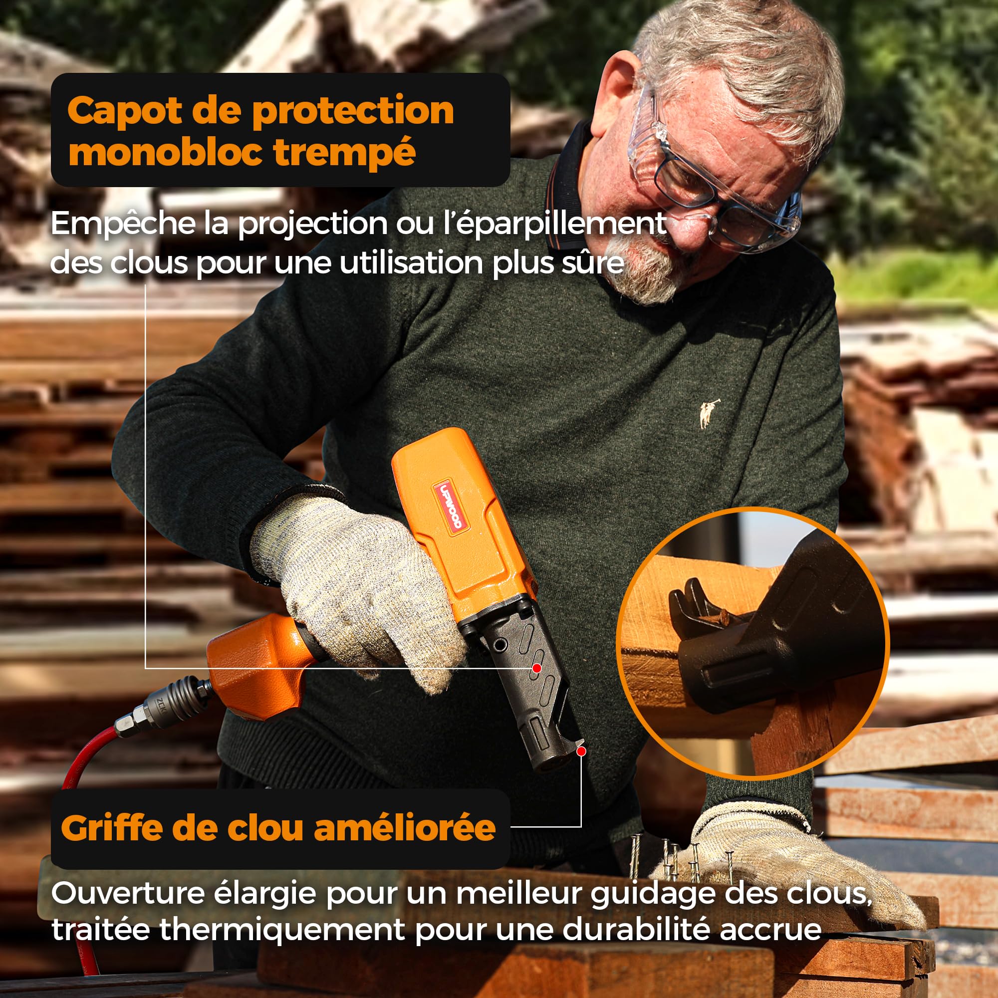 Extracteur de clous pneumatique professionnel Outil pneumatique pour enlever les clous pour bois de palette, clôture en bois