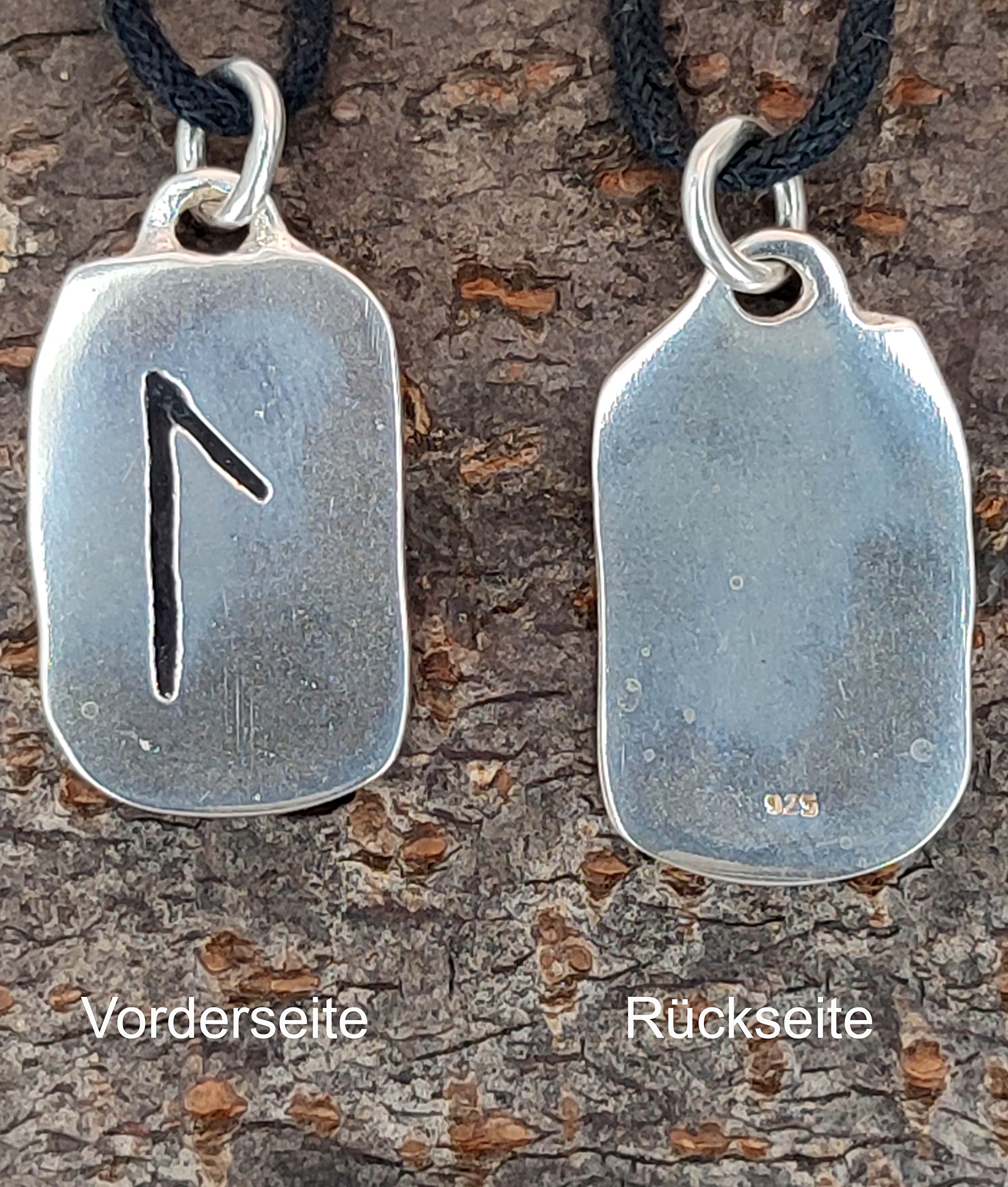 Kiss of Leather Runen Anhänger Laguz aus 925 Sterling Silber mit Baumwollband SI. 301
