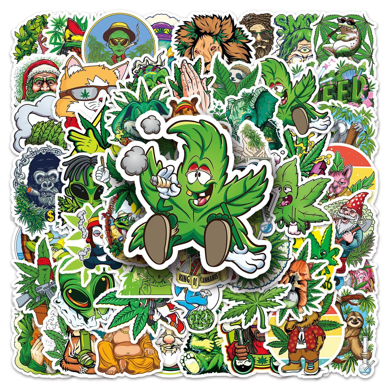 100PCS Weed Stickers for Teens, Boys and Girls - Vinyl Pack for Skateboard, Guitar, Door, Laptop, Luggage, Car, Bike, Water Bottle - Birthday Party Supplies