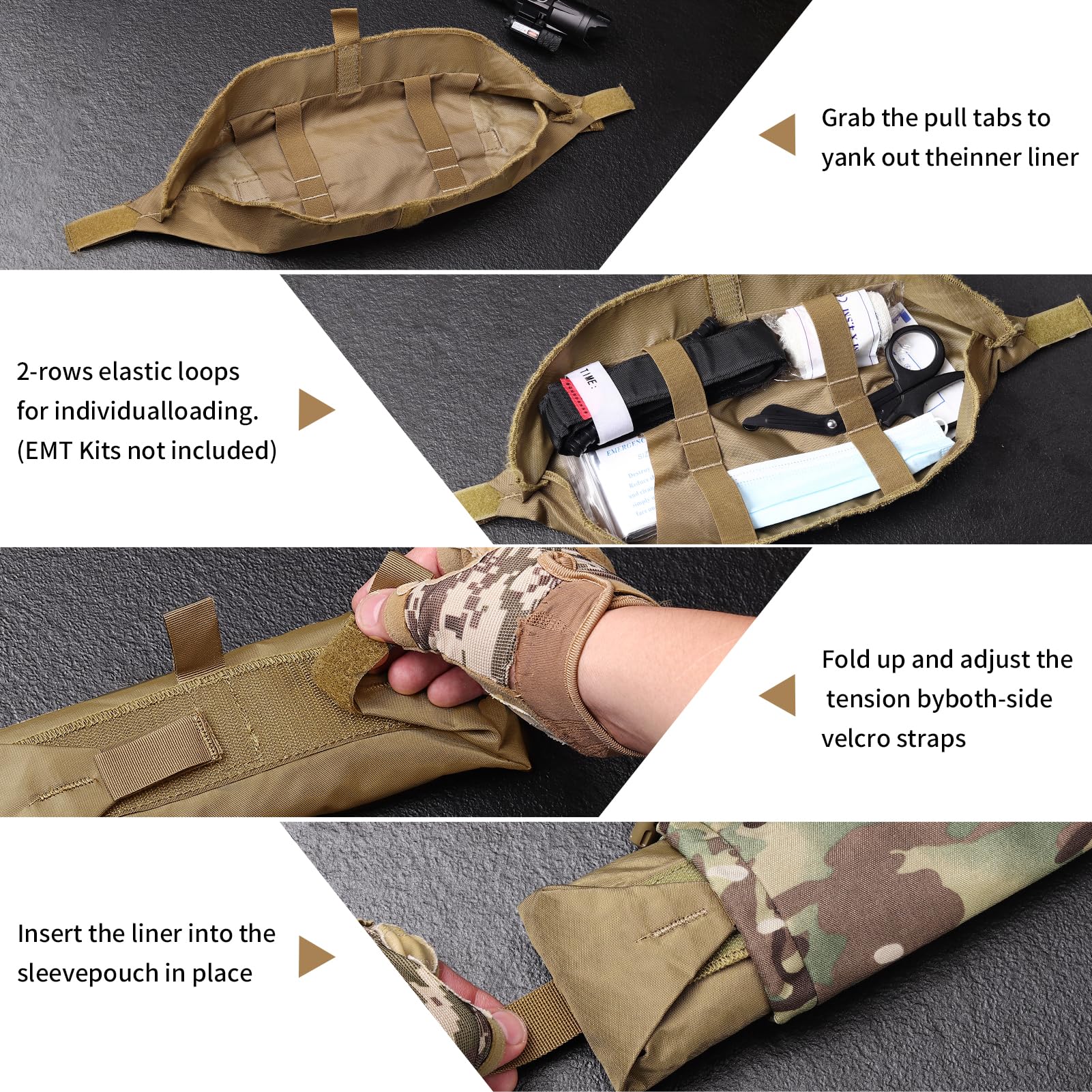 Ifak Pouch - Bolsa de primeros auxilios para traumatismos médicos, bolsa de primeros auxilios EMT, bolsa de transporte abdominal con gancho y bucle, bolsa táctica de primeros auxilios para soporte de