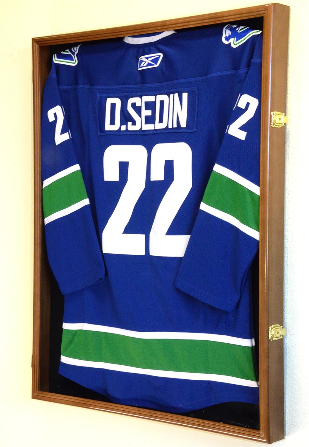 XL Hockey Jersey Frame Display Case Cabinet Shadow Box w/98% UV Protection -Walnut Finished