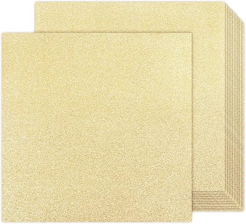 Miniatura 8 de Cartulina con purpurina de color oro rosa de 12 x 12 pulgadas, 24 hojas, papel dorado con purpurina Goefun sin desprendimiento, 110 libras, para