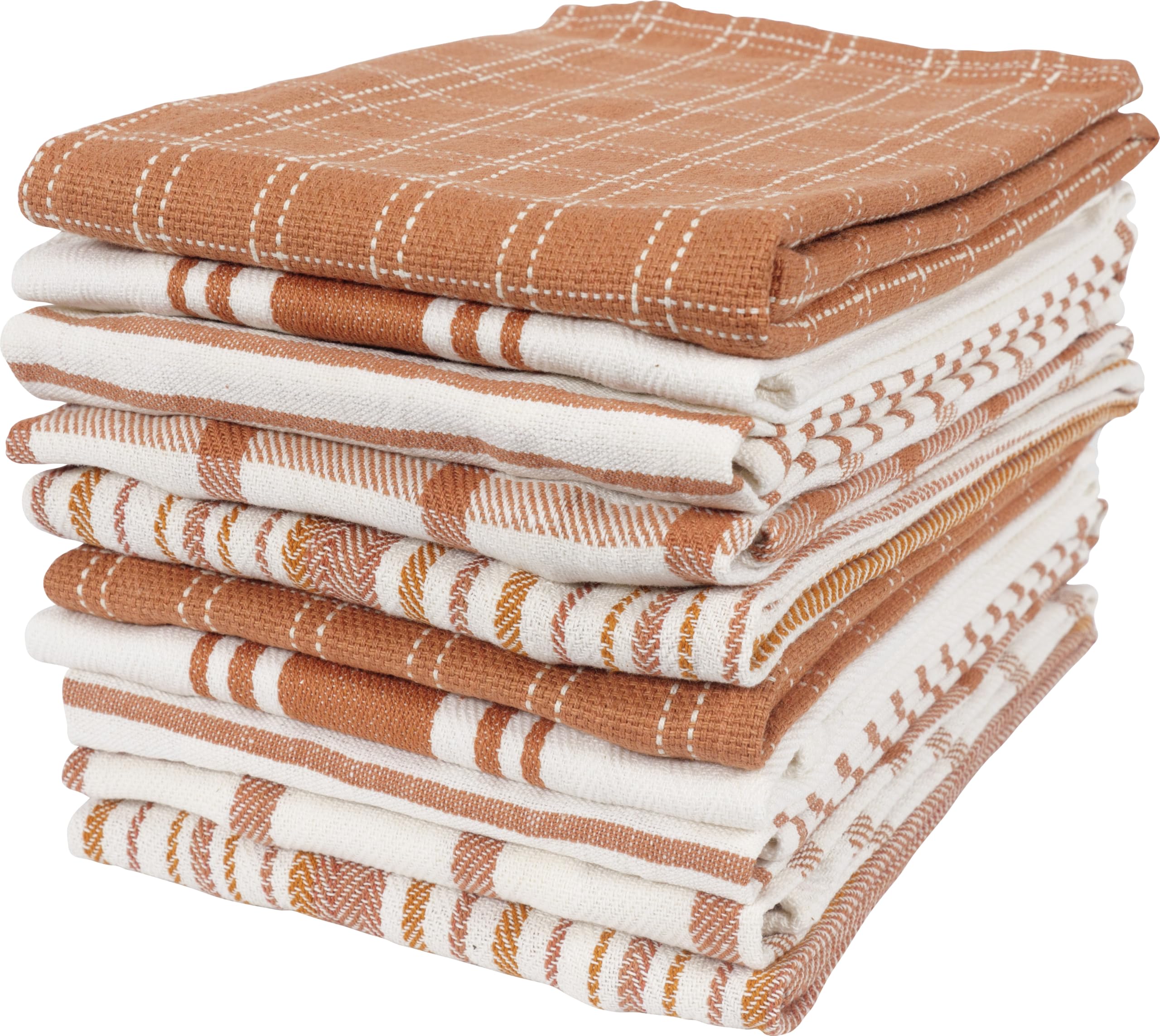 KAF Home Assorted Flat Kitchen Towels | 100% Cotton - 18 x 28 inches | Ultra Absorbent Soft Kitchen Tea Towels | Perfect for Cooking, Cleaning, and Drying Hands (Orange, 18 x 28-10 Pack)