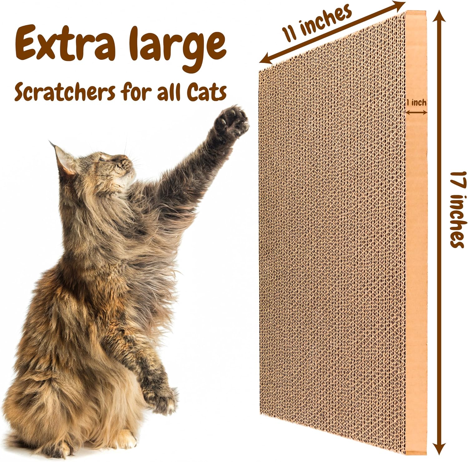 5 in 1 Cat Scratching Pads for Indoor Kitten Play, Recyclable and Durable Corrugated Cardboard Cat Scratcher Pad Suitable for Rest, Grinding Claws and Play (5 Pack)