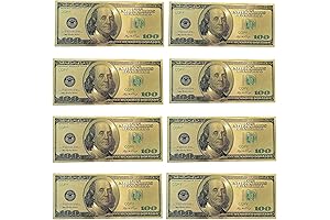 10 PCS Plastic Gold Hundred Dollar Bills for Fun & Education