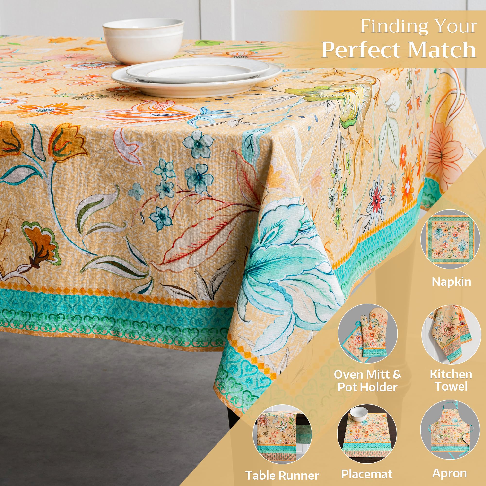 Maison d' Hermine Obrus 100% Bawełna 160cm x 220cm Dekoracyjny Obrus Do Mycia Kwadratowy Obrusy na Święta Wielkanocne na Kolacje Ślubne Bankiety Bufet, Luksusowy Loft Brzoskwinia - Wiosna/Lato