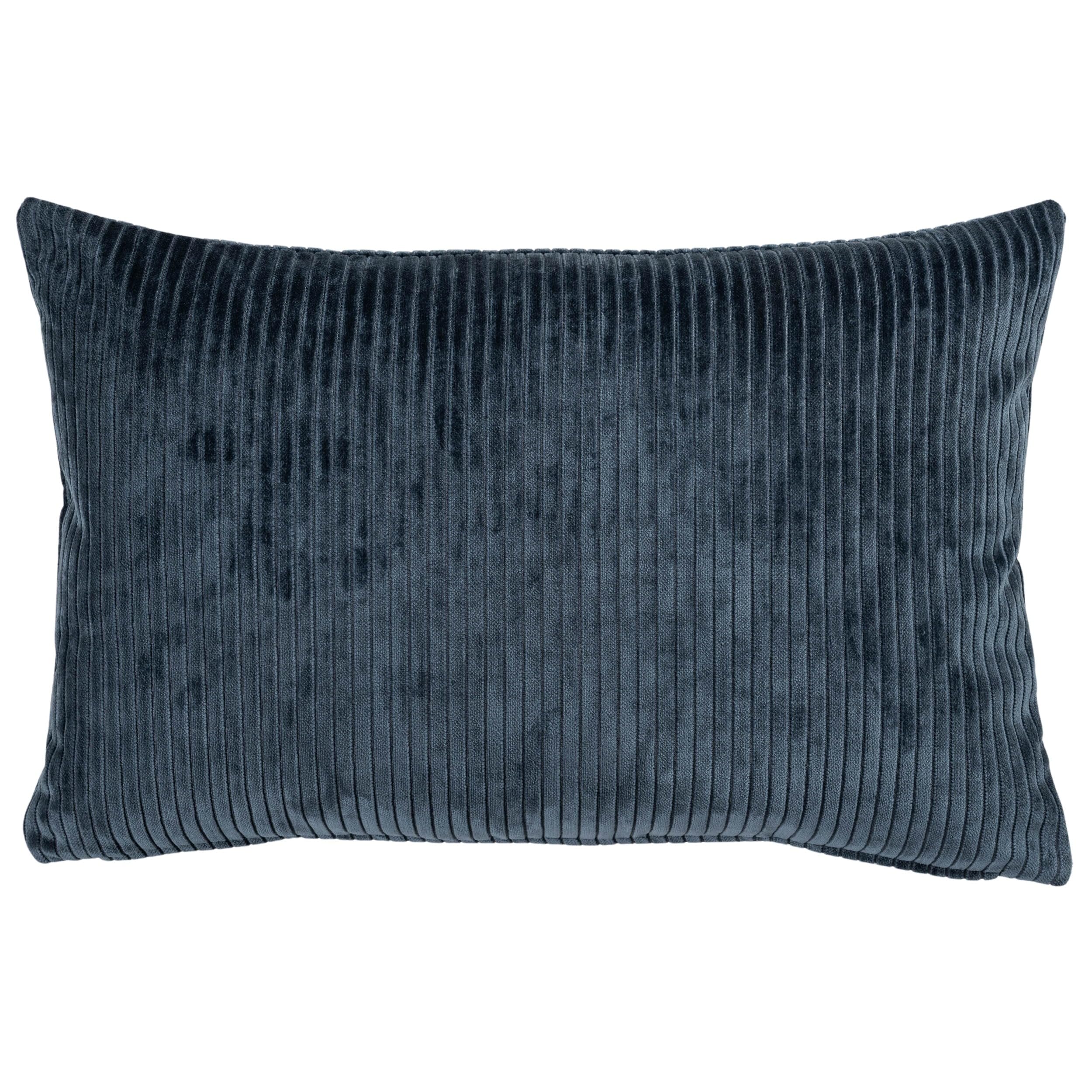 Linen Loft Velvet Jumbo Corduroy XL Rectangular Cushion Cover in Ink Blue. Modern Striped, Supersoft Velvet Chenille in Navy Blue. 23x15 XL Rectangle Cover Only