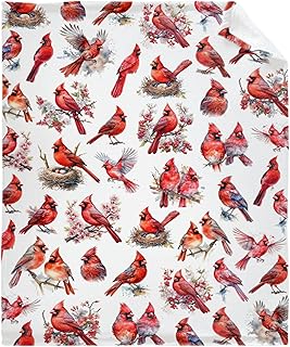 Cardinal Birds Blanket Gifts Super Soft Lightweight Flannel Blankets Throw for Kids, Adult, Suitable for Couch, Sofa, Bed, Camping, Travel All Seasons 90