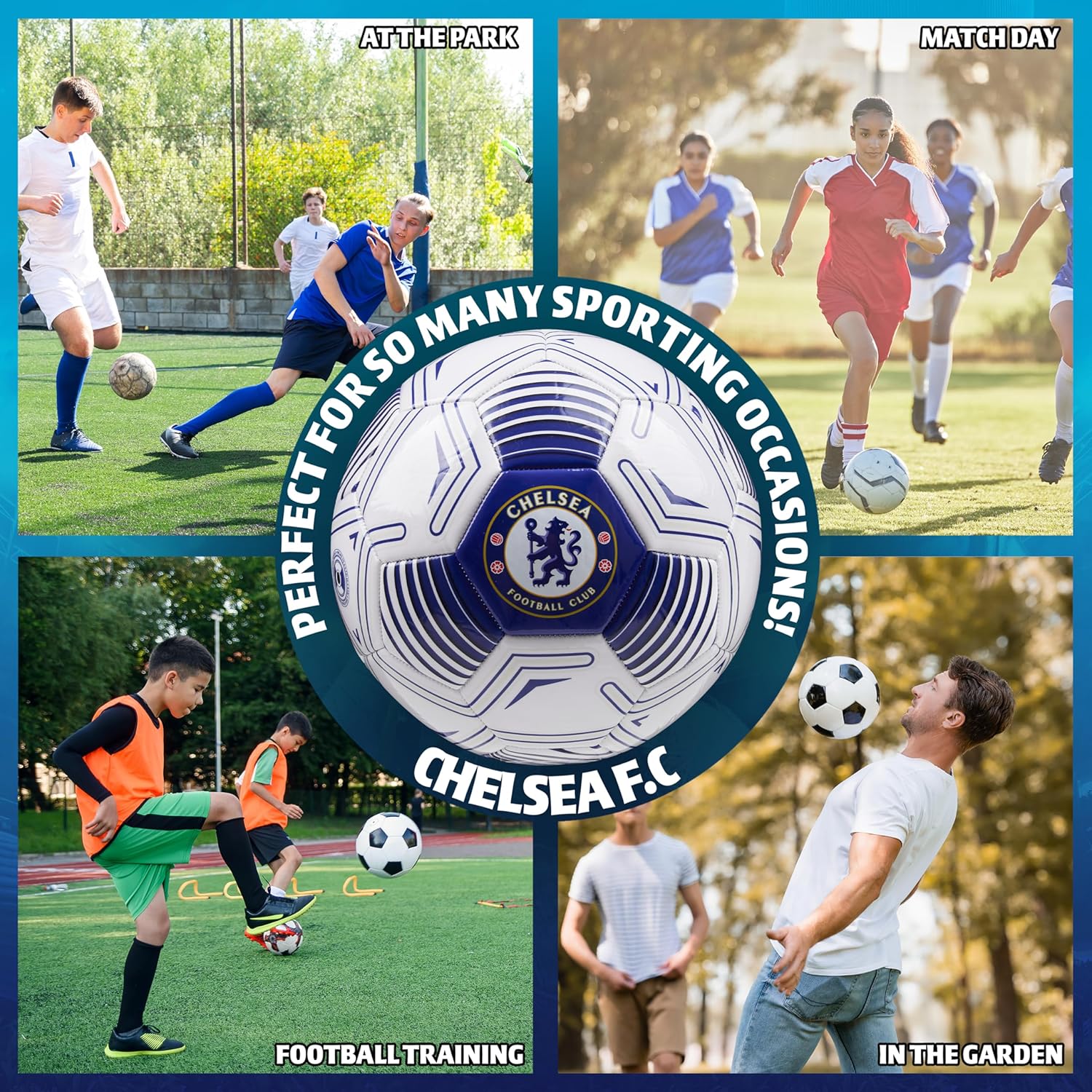 Chelsea F.C. Football Soccer Ball for Adults Teenagers Training Football Size 3, 4 or 5 Merchandise