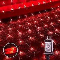 Vista 1 de Woohaha - Luces de red de Navidad para exteriores, 9.8 x 6.6 pies, 192 luces LED de hadas con 8 modos de iluminación, luz conectable para arbustos