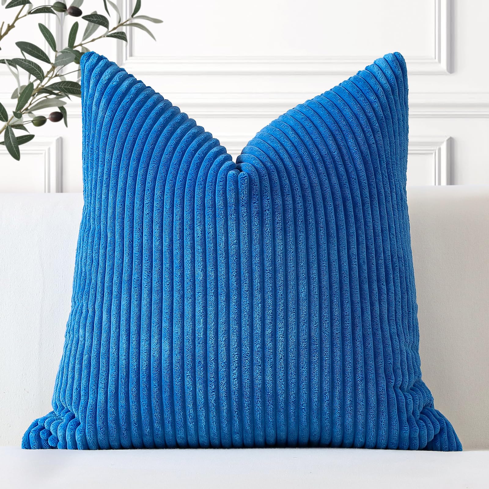 Artscope Cozy Striped Corduroy Cushion Cover 40x40cm Super Soft Decorative Square Throw Pillow Covers Case for Sofa Couch Bedroom Car Decor 16 x 16 Inches