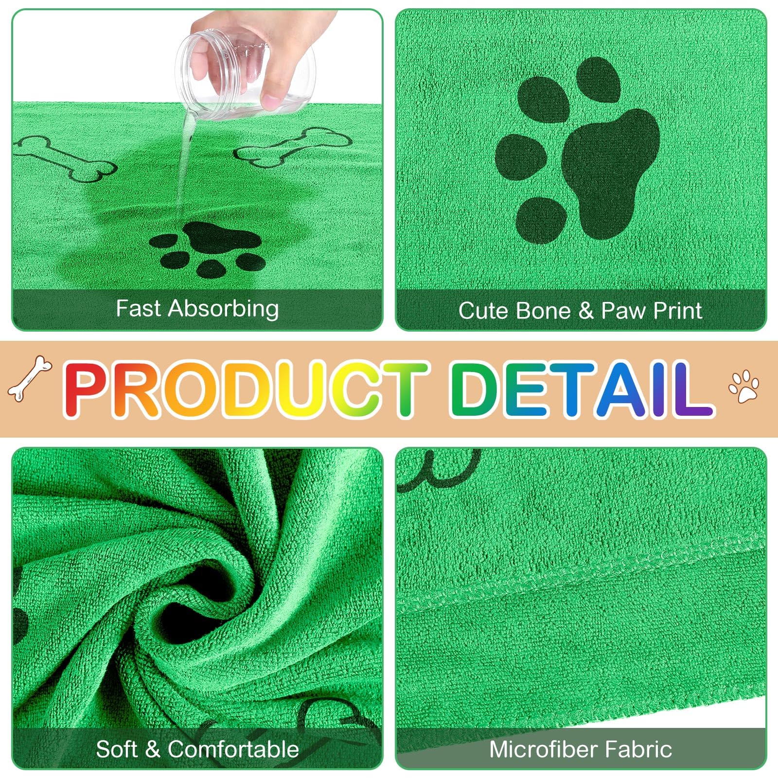 Chumia 8 toallas a granel para secar perros, gatos, mascotas, cachorros, microfibra, secado rápido, toallas de baño para mascotas, absorbentes para perros medianos y mascotas (40 x 24 pulgadas, color