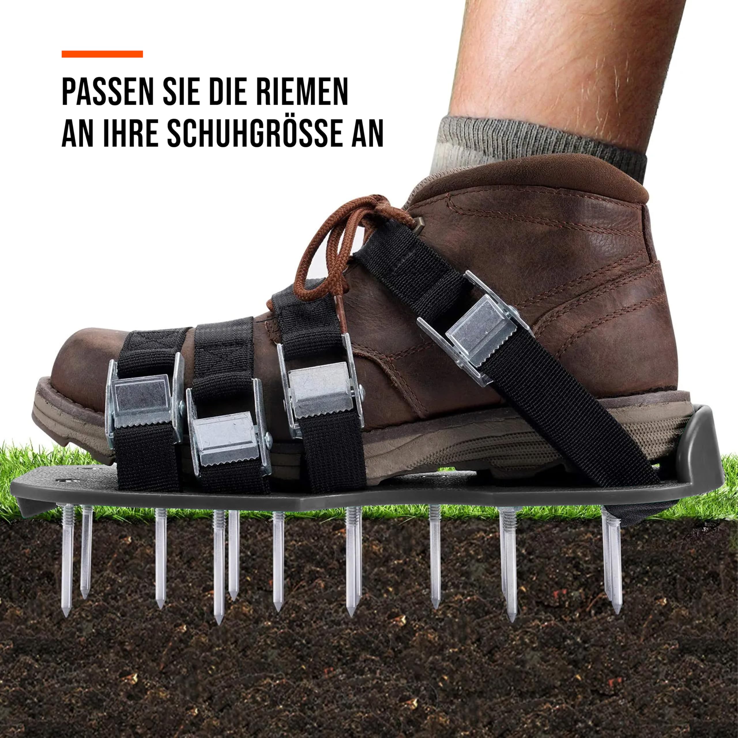 Zapatos aireadores de césped con púas – Zapatos de aireación del suelo para jardín – Sandalias Aerator ajustables para el cuidado del césped y la ventilación