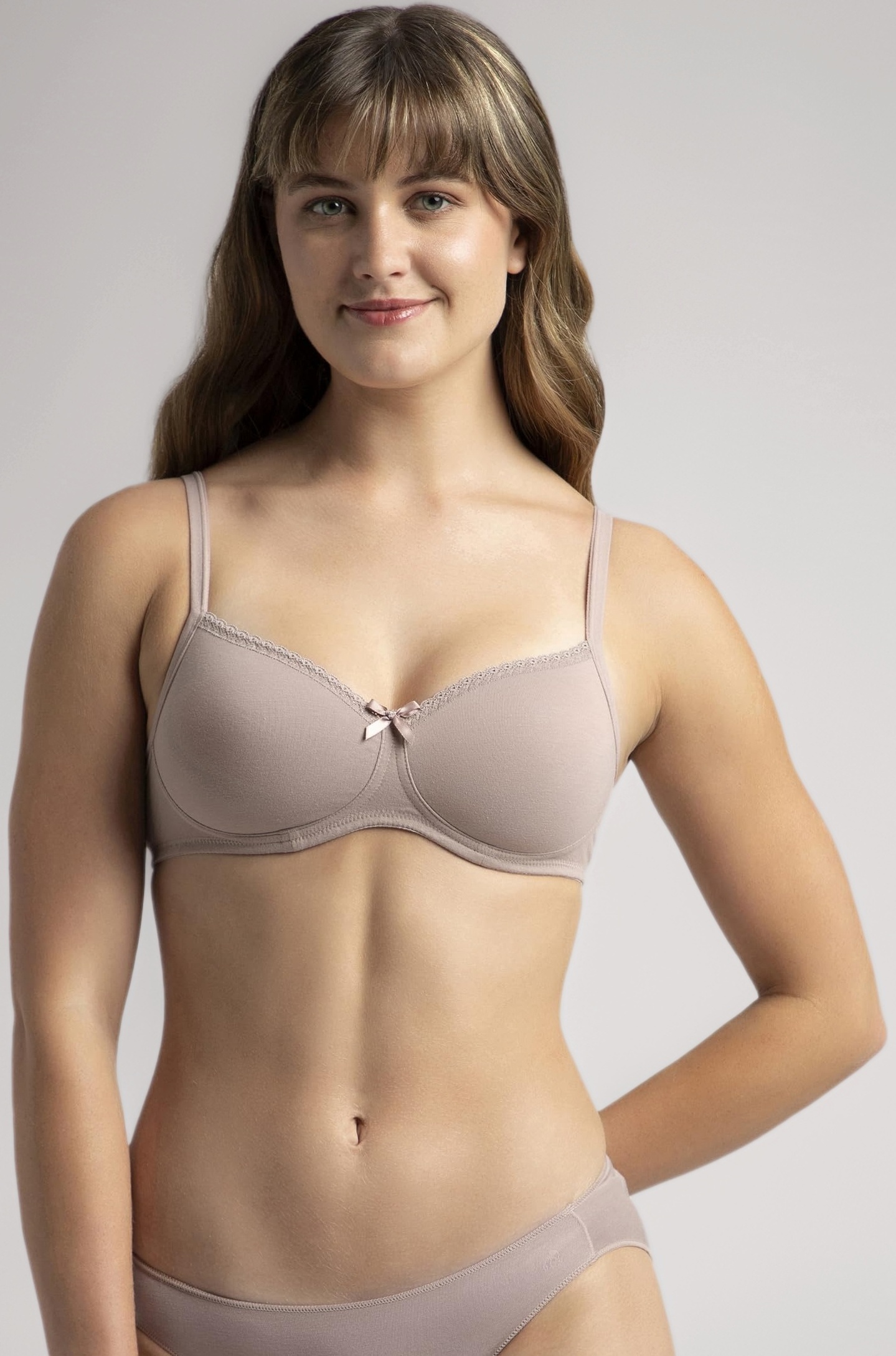 FE23 Women's Wirefree Padded Super Combed Cotton Elastane Stretch Medium Coverage Multiway Styling T-Shirt Bra with Detachable Straps