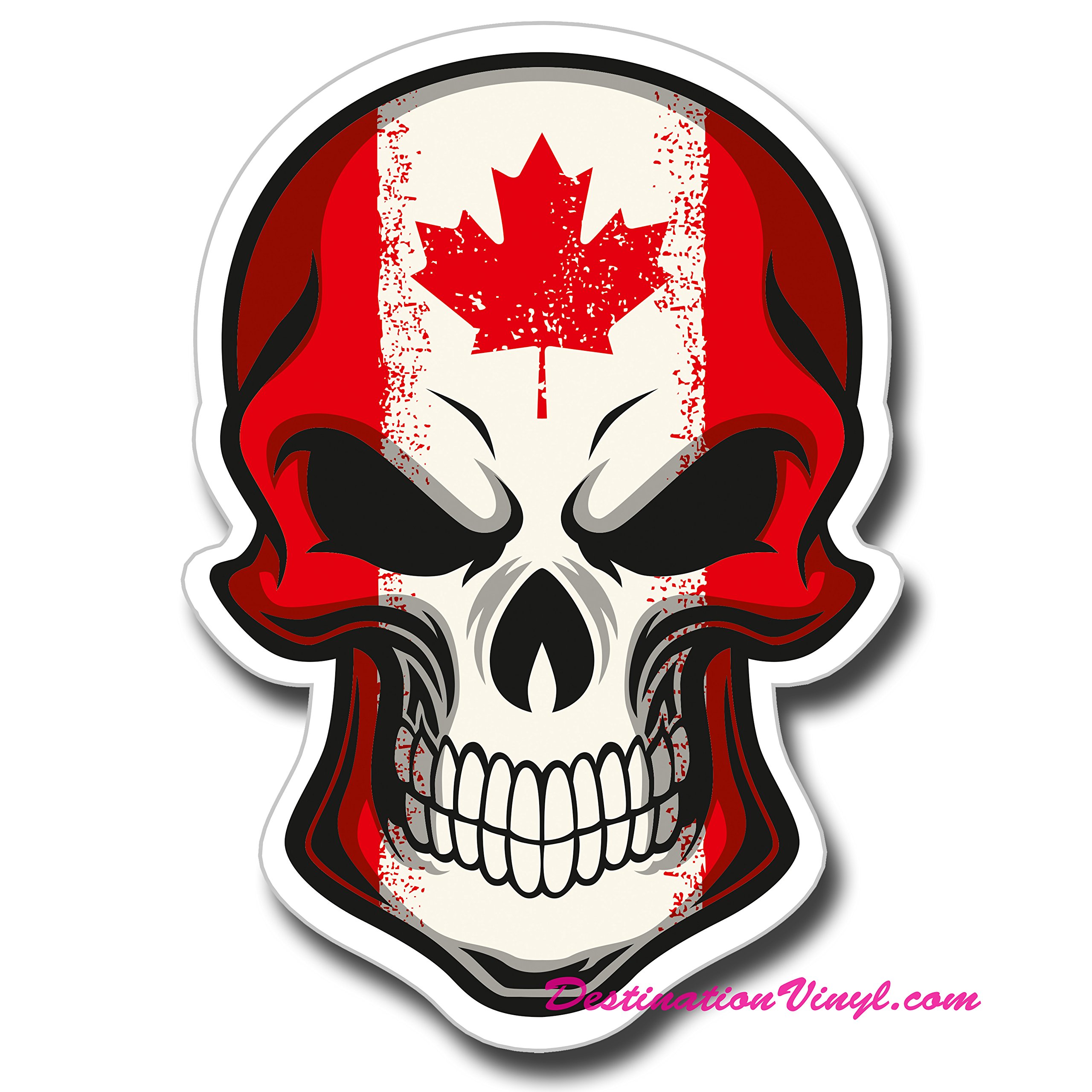2 x Glossy Vinyl Stickers - Canadian Canada Flag Skull Funny Laptop Decal #0126 (As Shown.)