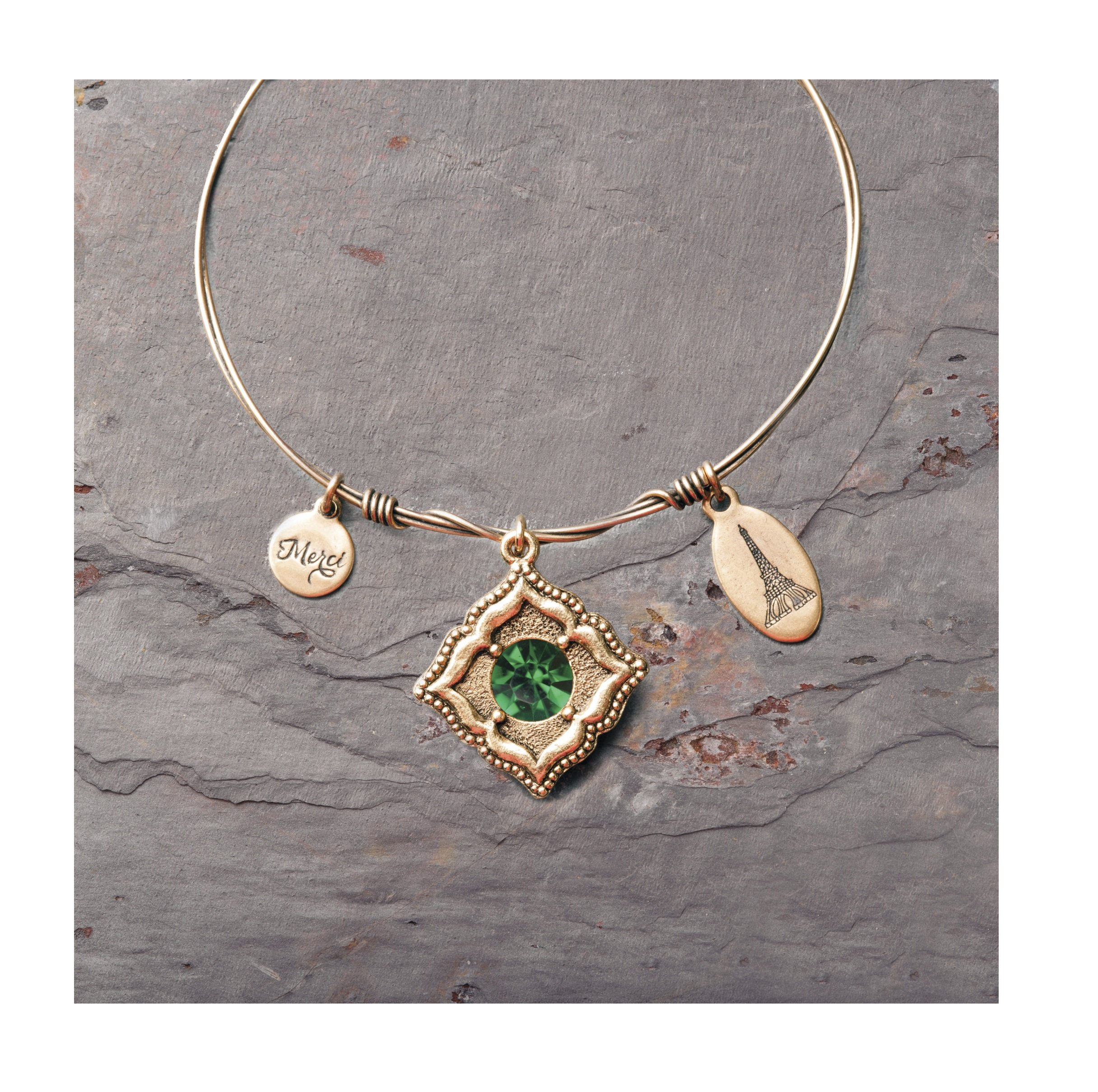 Beaucoup Designs Women's Jewelry C'est la Vie Crystal Birthstone Gold Bracelets (Emerald - May)