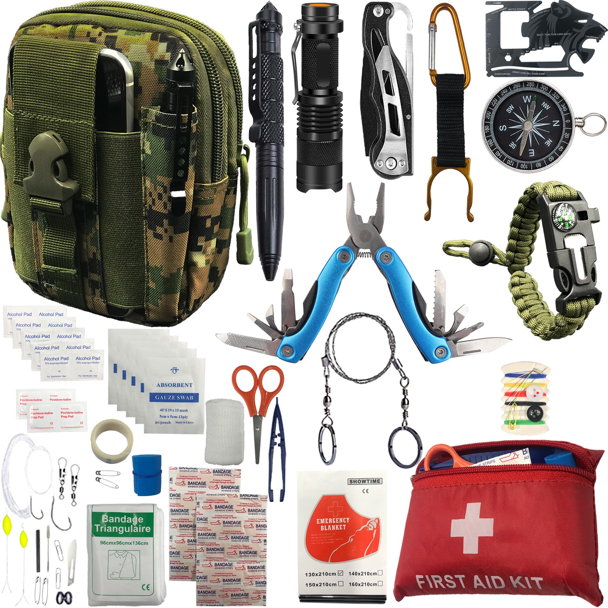 Survival Kit - All-in-One Survival Gear and Supplies for Camping, Hiking, Hunting, and Car Emergencies - Essential Tools, Great Gift for Men, Fathers, Boyfriends, Boys, Dads and Scouts