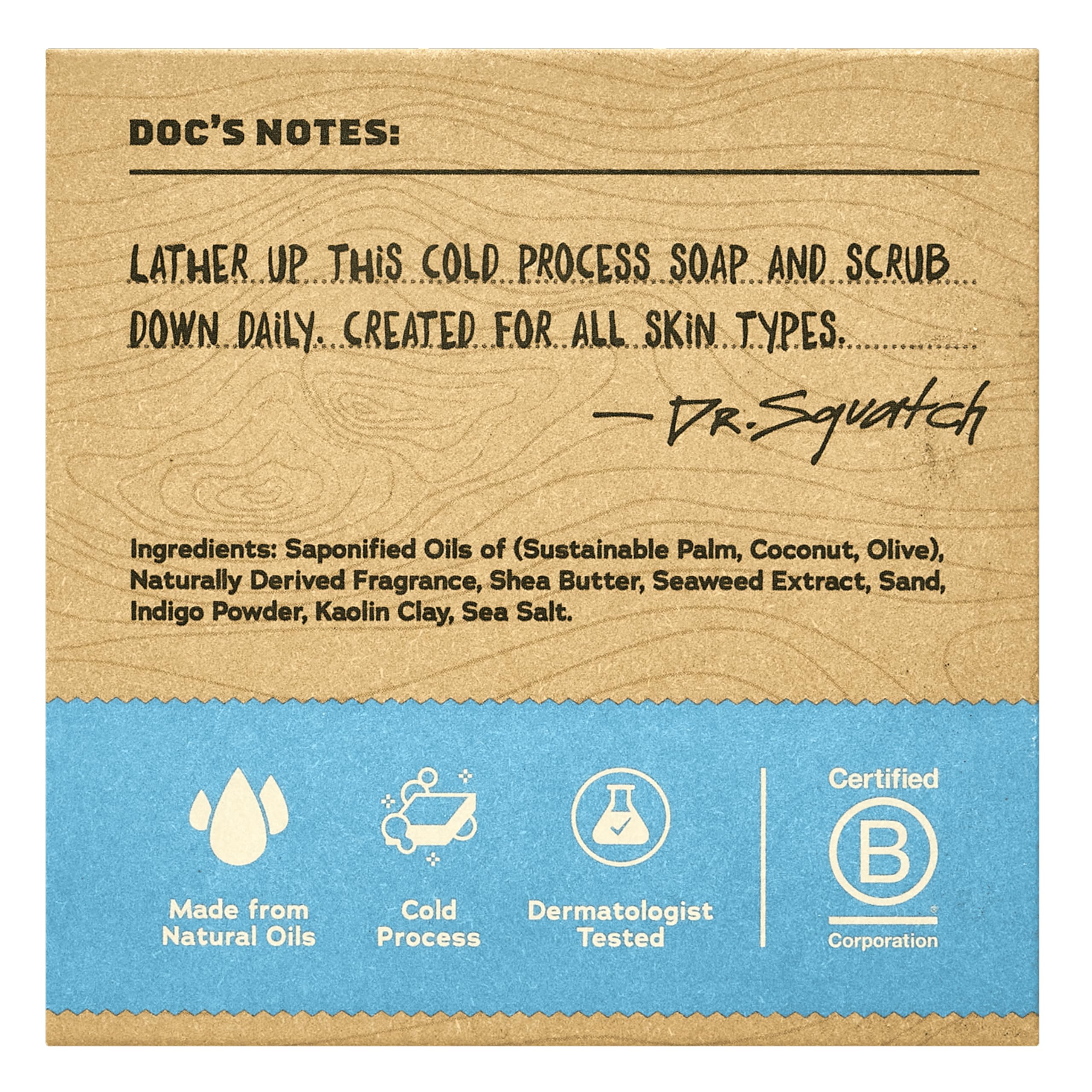 Dr. Squatch Natural Bar Soap for Men - Cold Process Soap with No Harsh Chemicals - Coastal Mist (5 oz, 3-Pack)