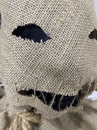 Miniatura 5 de Máscara de espantapájaros de payaso, máscara de terror de Halloween, espeluznante saco de arpillera, máscara de saco de arpillera para cosplay y