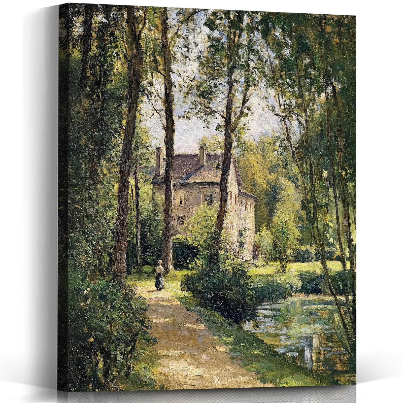 similar)Voxitura Vintage Landscape Country Wall Art Canvas, Farmhouse Cottage Wall Decor Living Room Kitchen,Rustic French Countryside Paintings Pictures Prints Framed Decorations for Bedroom Bathroom 12x15in