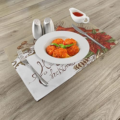 Miniatura 2 de Lunarable Cardinal - Juego de 4 manteles individuales de tela lavable para mesa de comedor, tamaño estándar, diseño floral de flores de pascua y