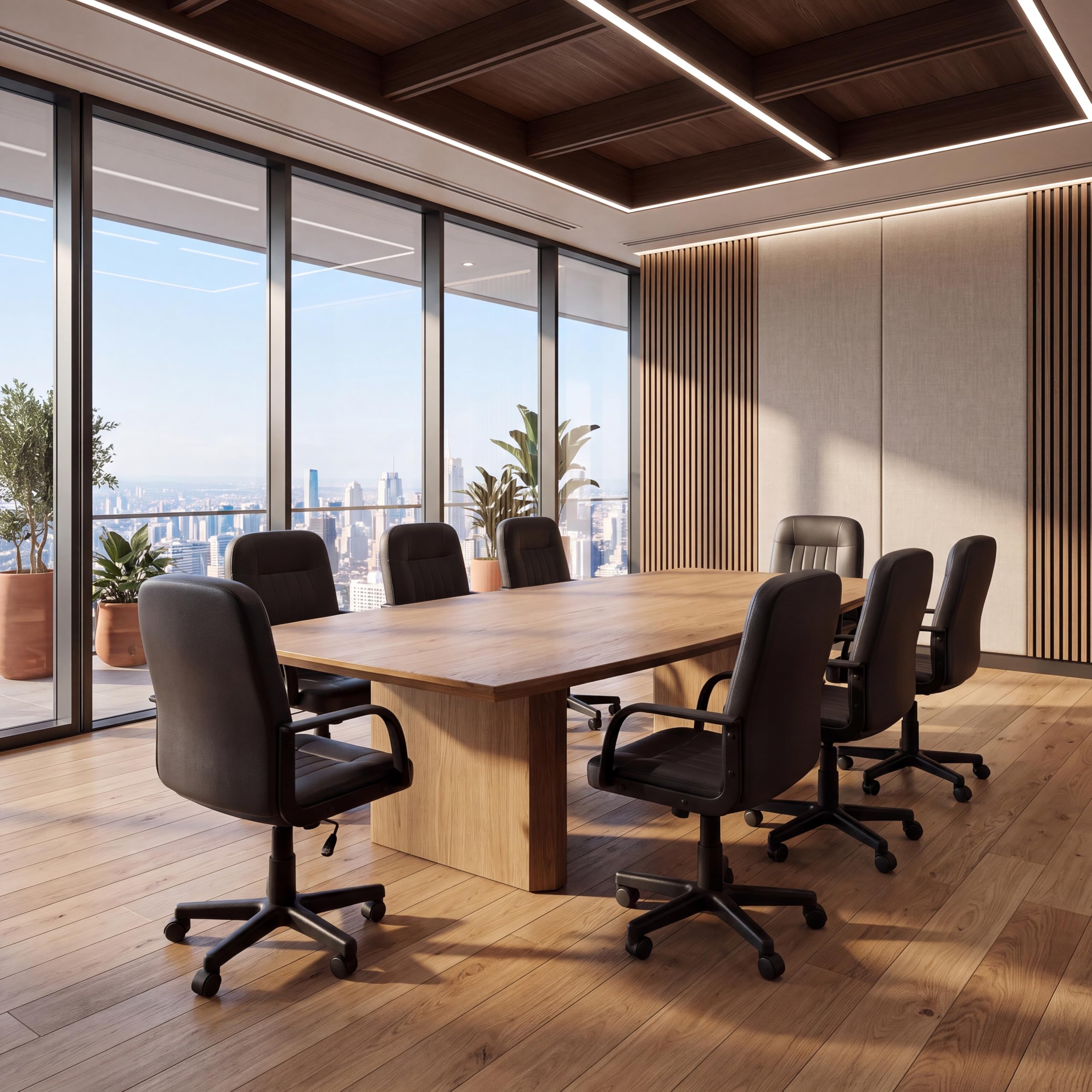 Vida Designs Morton - Silla de Oficina ejecutiva de Cuero de Altura Ajustable con Brazos y Ruedas para Trabajo en casa y Estudio (Negro)