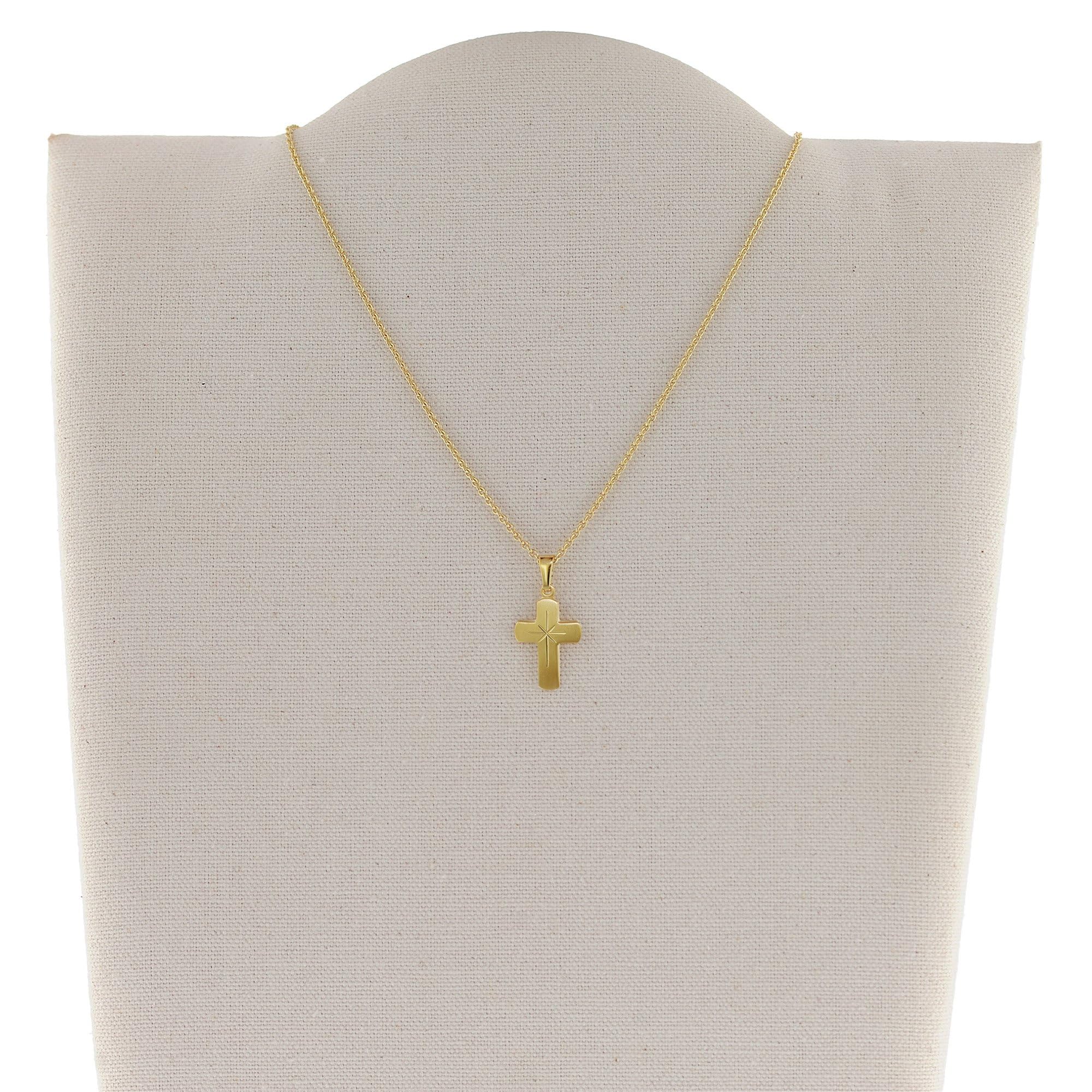 trendor Kreuz für Kinder Gold 333 mit goldplattierter Silberkette 48610