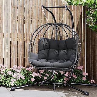 Pamapic 700 LBS Double Egg Chair Outdoor, UV Resistant Cushions Hanging ...