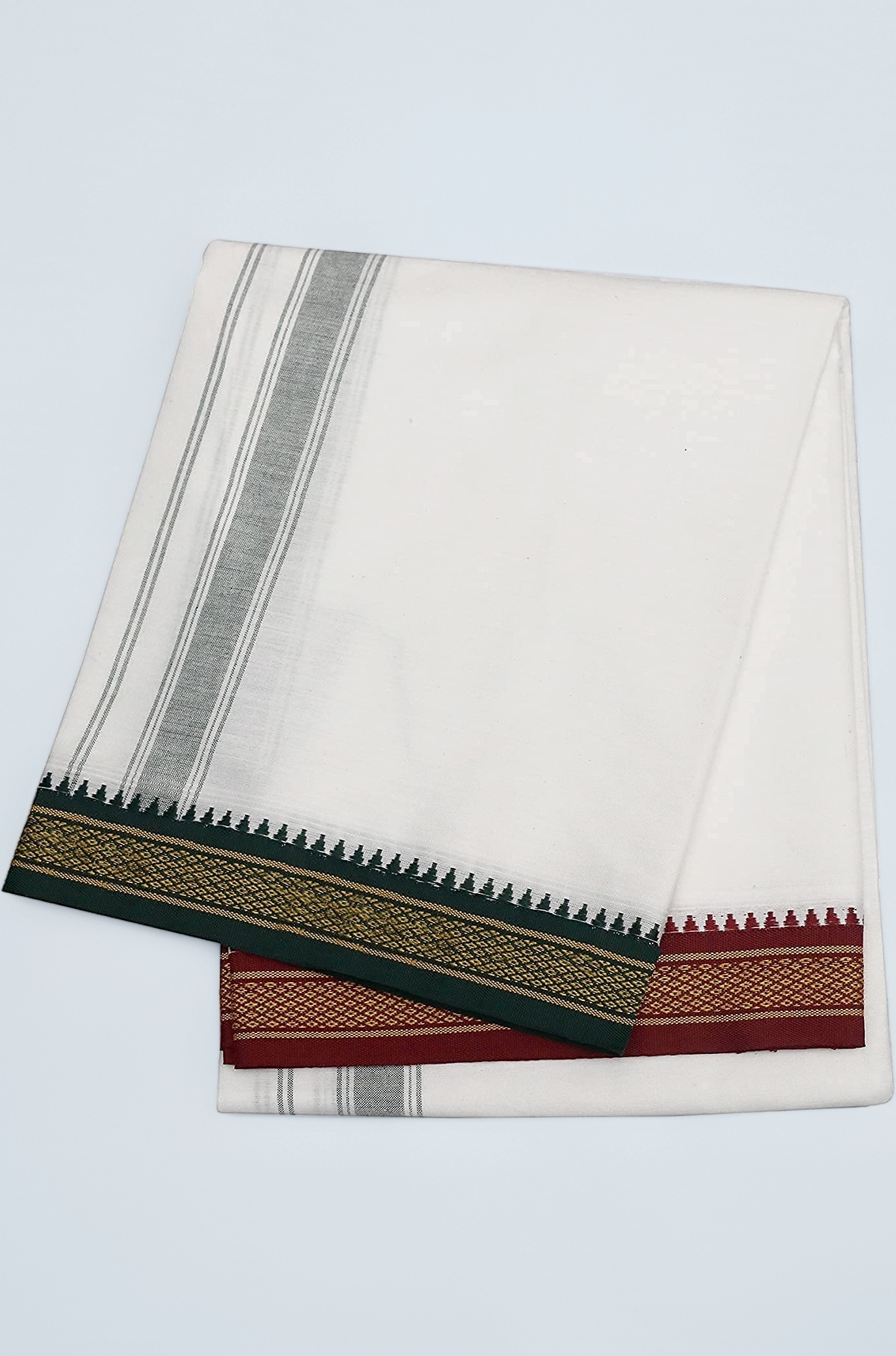 RETRO 100% Pure Cotton Thalapathy Border White Dhoti For Men (2.00 Meters)