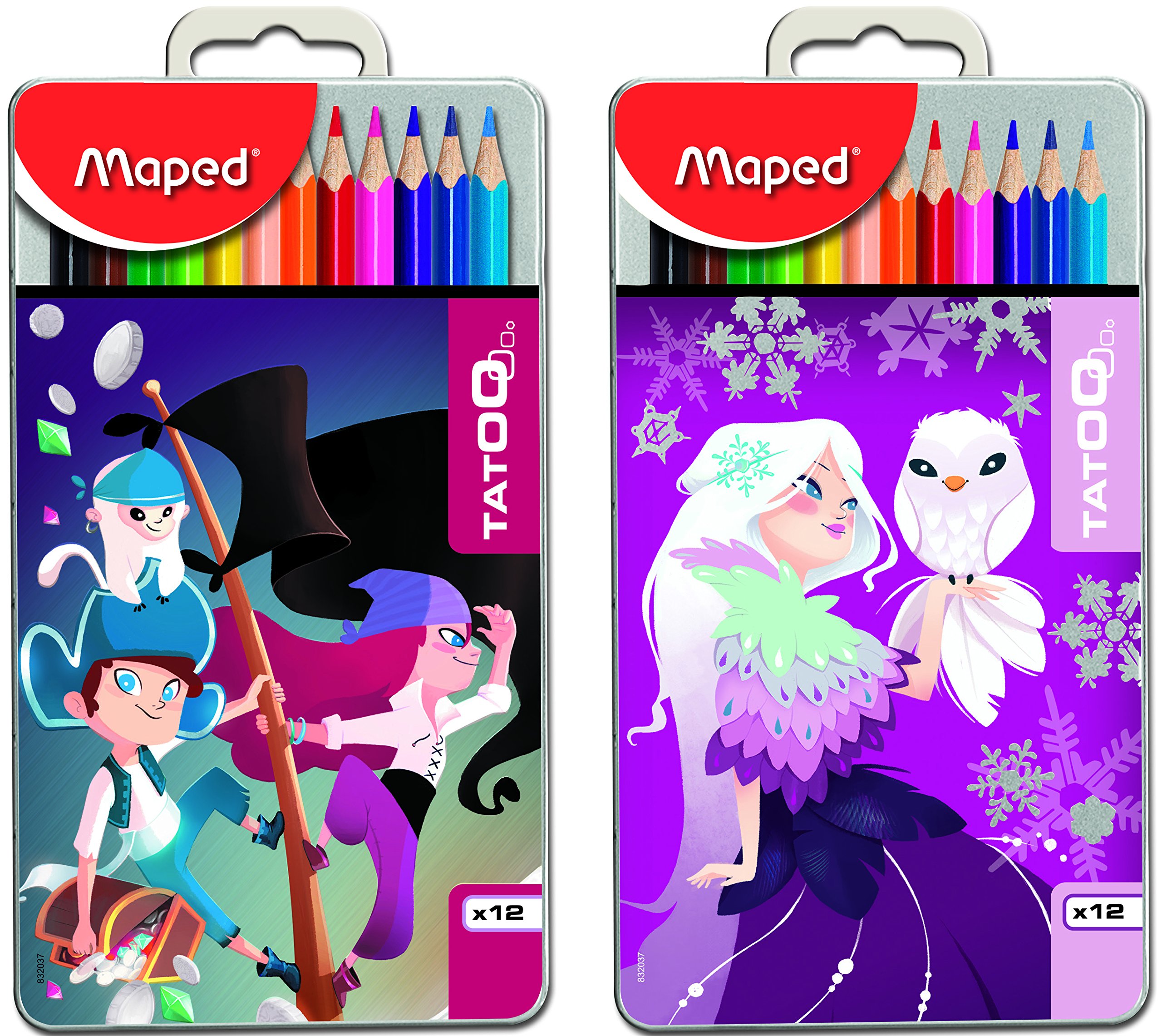 Maped Tatoo Child 832037 Colouring Pencils In Metal Box (Pack Of 12