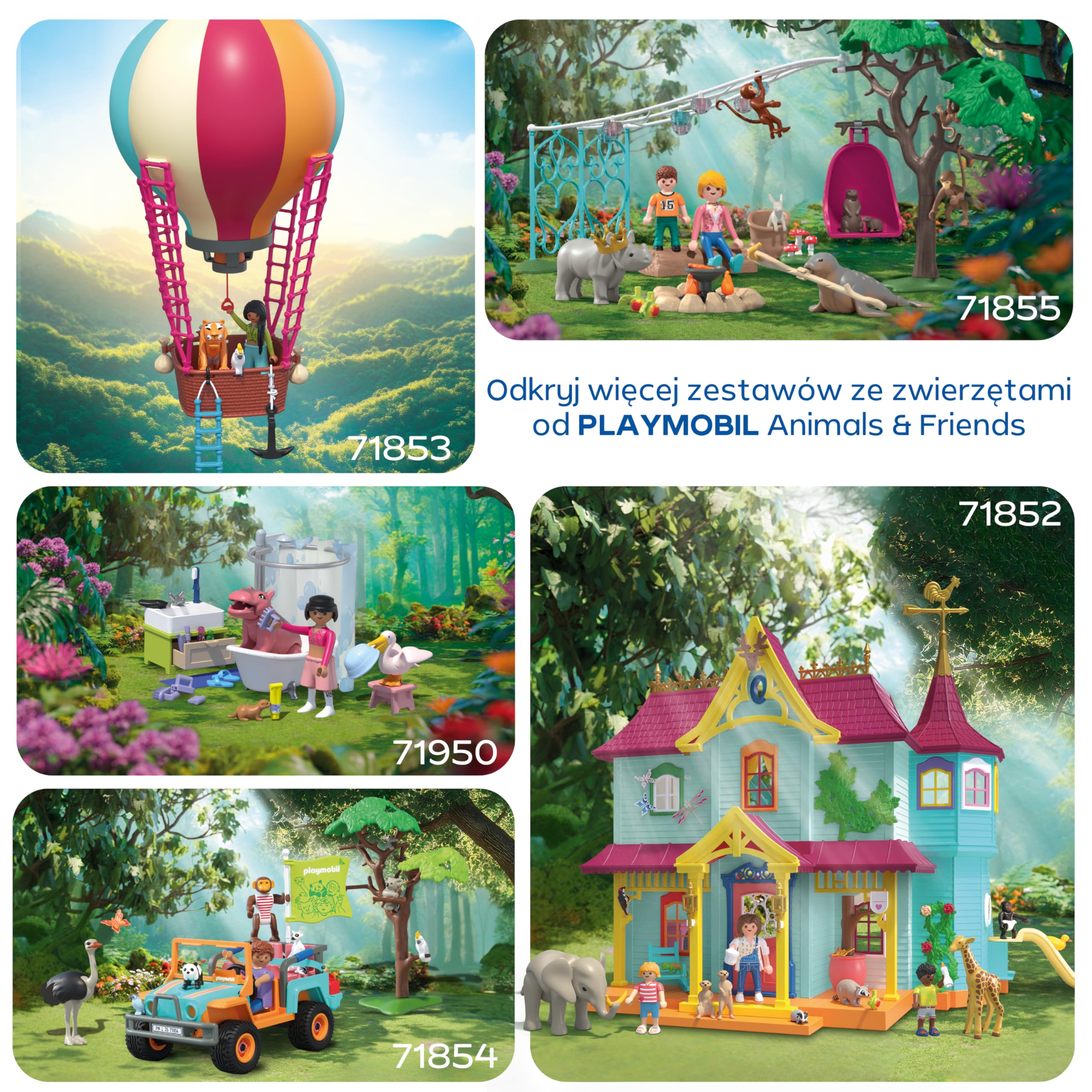PLAYMOBIL | Animals & Friends | Zoo Park wspinaczkowy w dziczy | 3 platformy z kolejką linową i mostem wiszącym | atrakcja dla dzieci w wieku od 4 lat | 72070