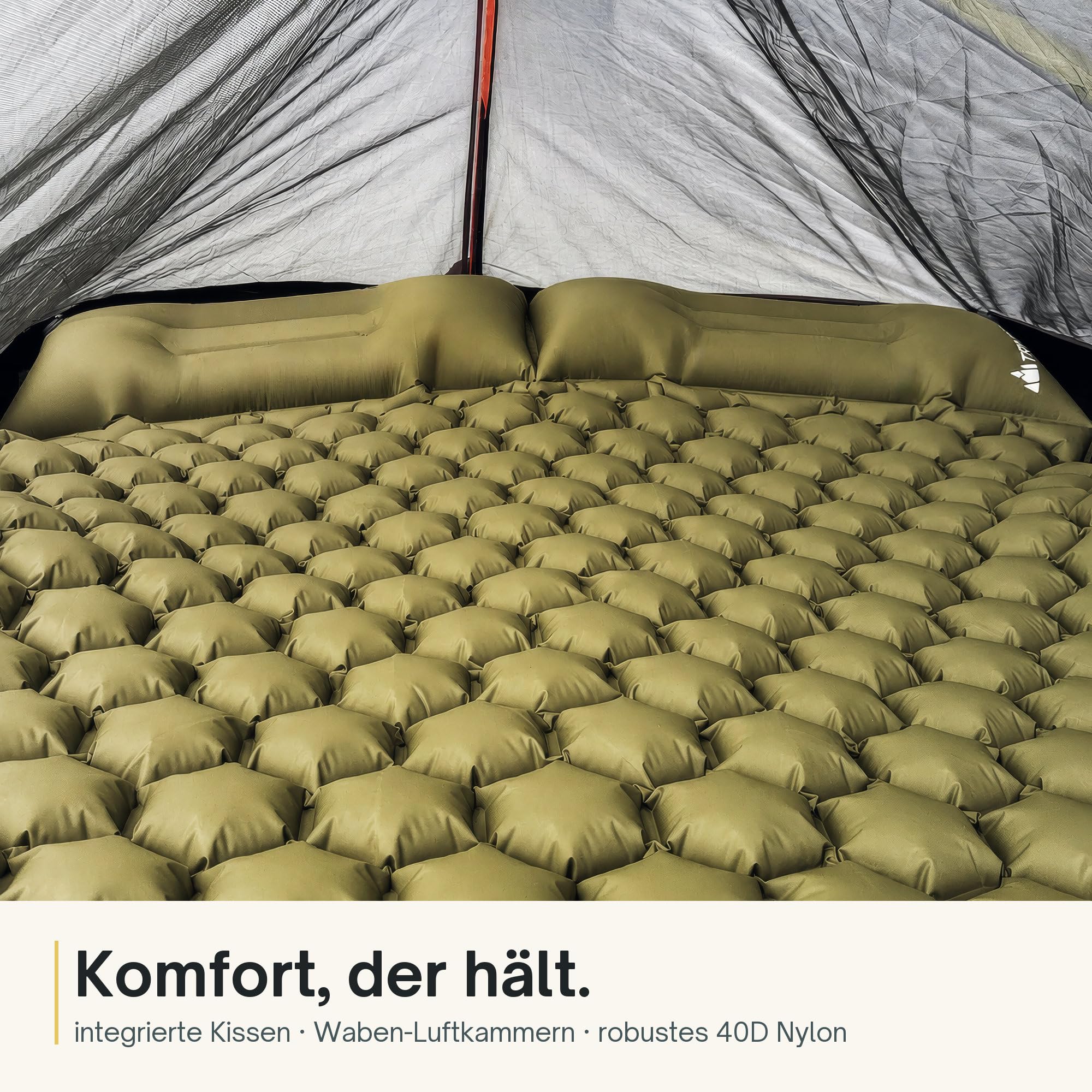 TRINORDIC Leichte Doppel-Isomatte – 2 Personen mit Fußpumpe