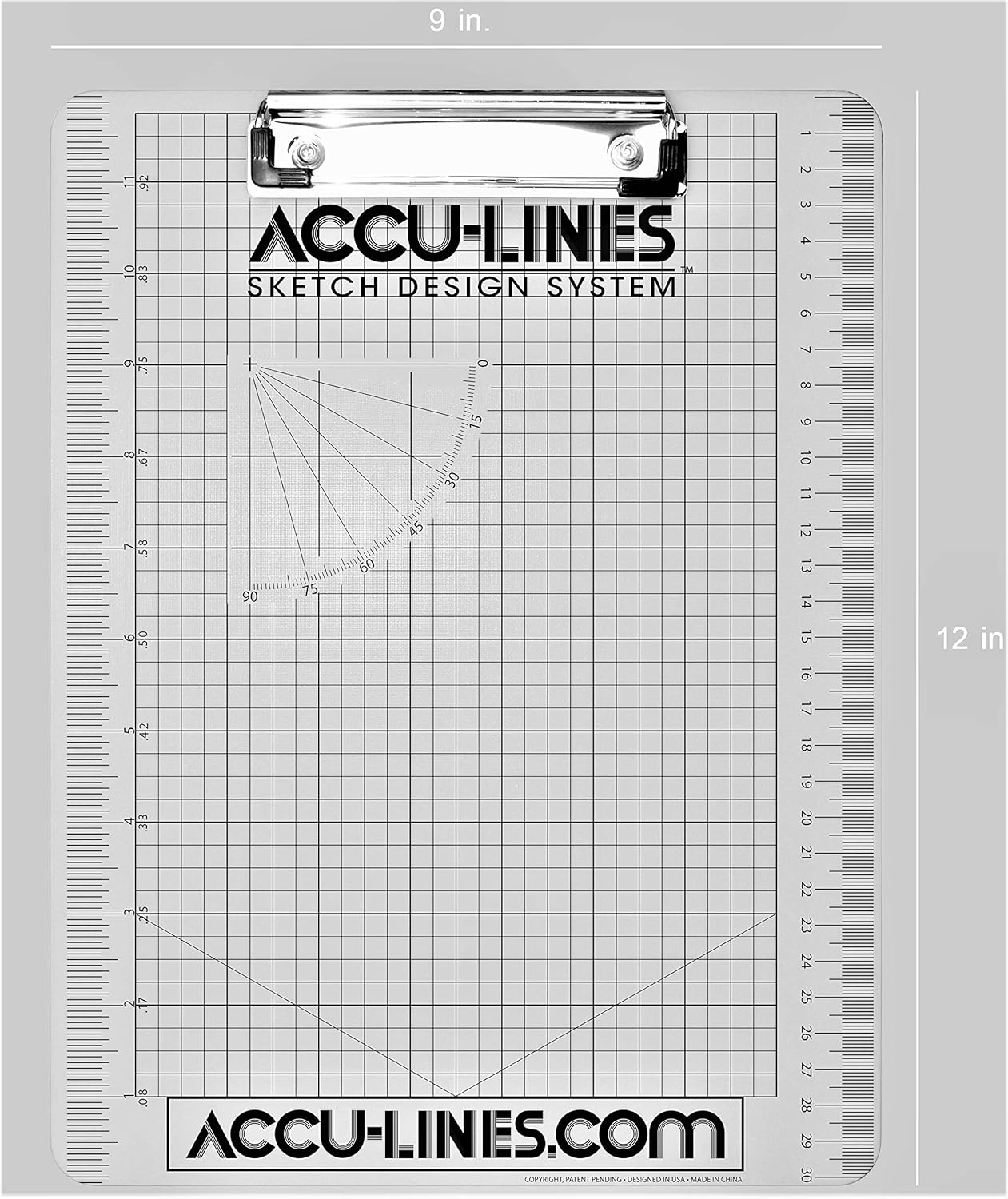 Drawing Grid Sketch Design System CAD Mat Sketch Board - Single Clip on Accu-Lines Side (Item SC-364)