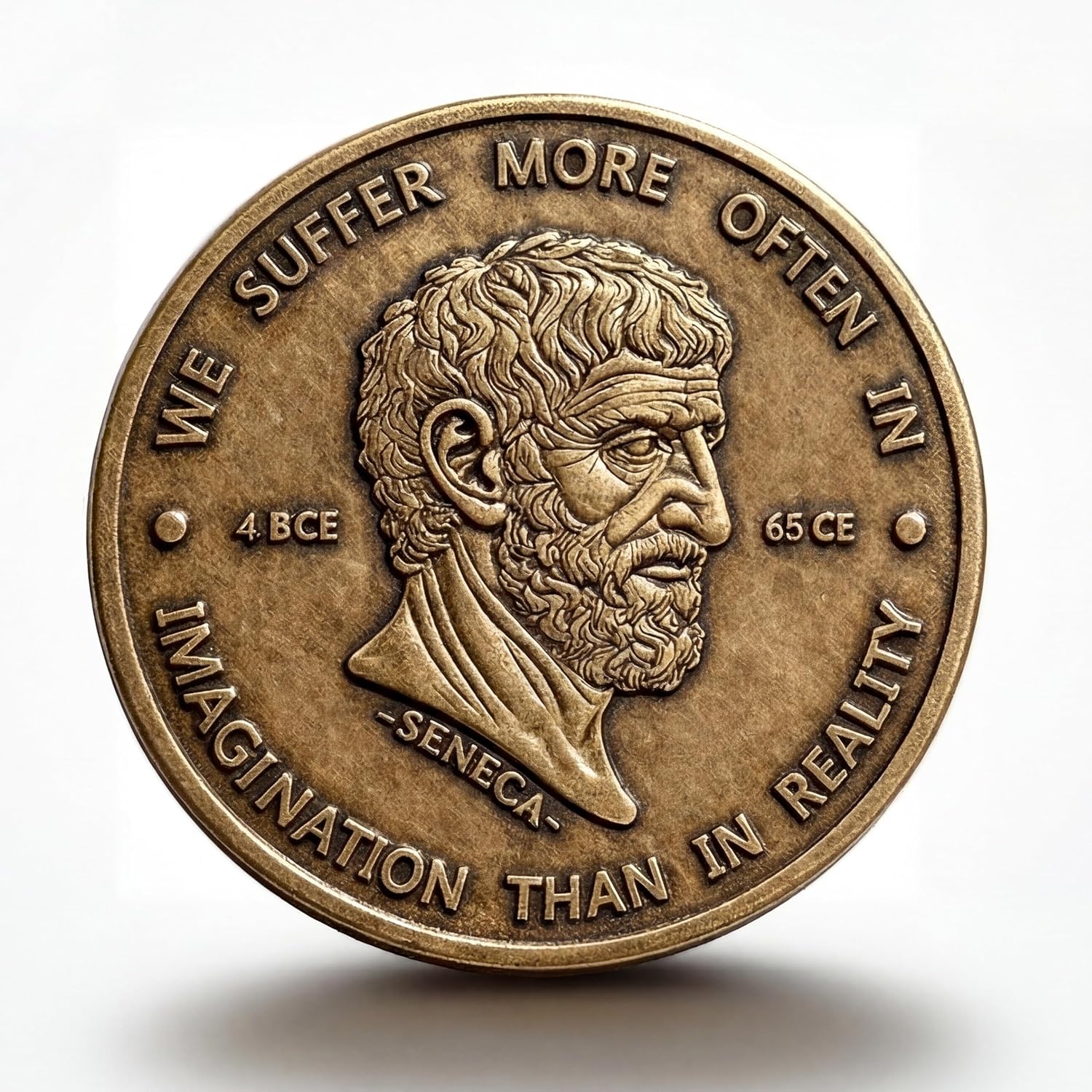 Seneca Coin – Stoic Wisdom Pocket Token – Motivational EDC Coin for Self-Discipline & Clarity – Stoicism Gift for Men & Women