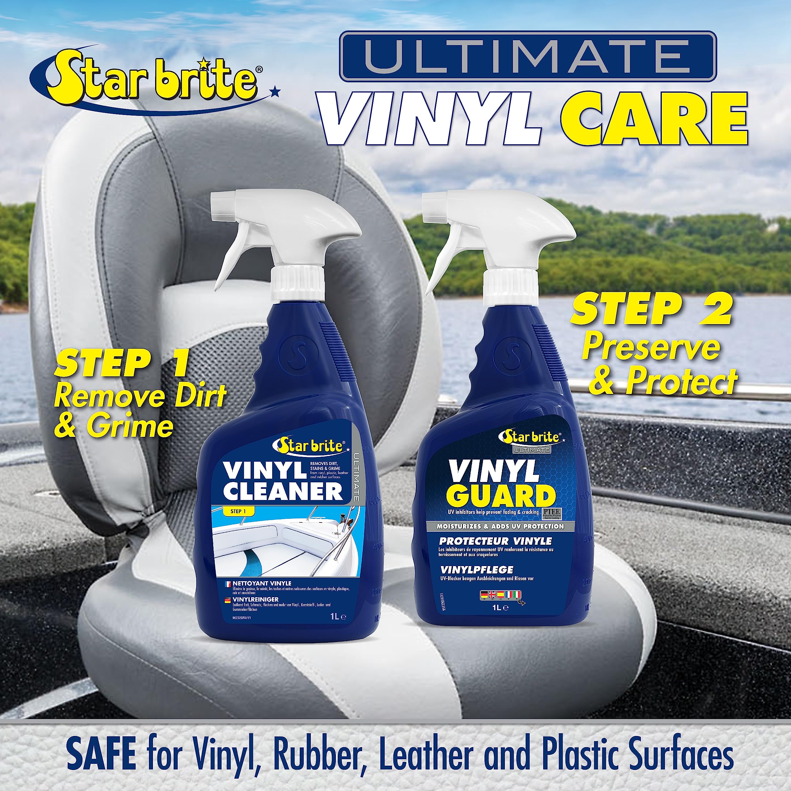 STAR BRITE Ultimate Vinyl Cleaner - Anche per Gomma, Pelle e Plastica - Rimuove lo Sporco Ostinato e le Macchie su Tappezzeria Interna & Esterna, in Auto, Camper, Barche, Abbigliamento Aantipioggia